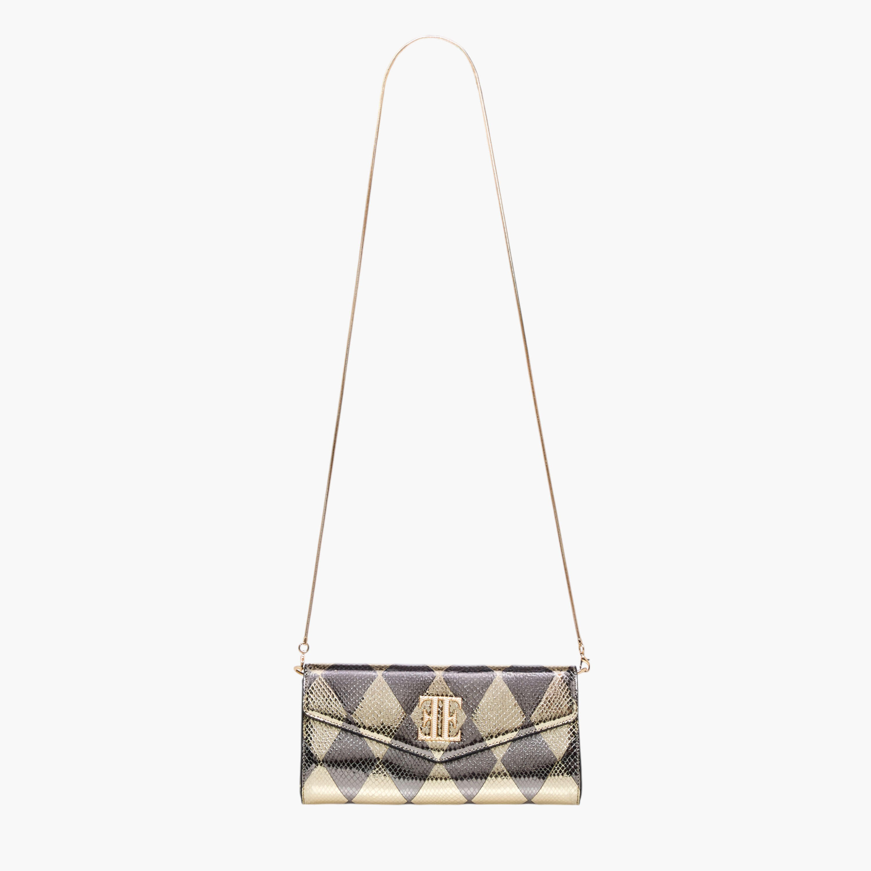 Elle Metallic Textured Crossbody Bag with Detachable Strap and Magnetic Button Closure-women-bagsandwallets-handbags-image-3