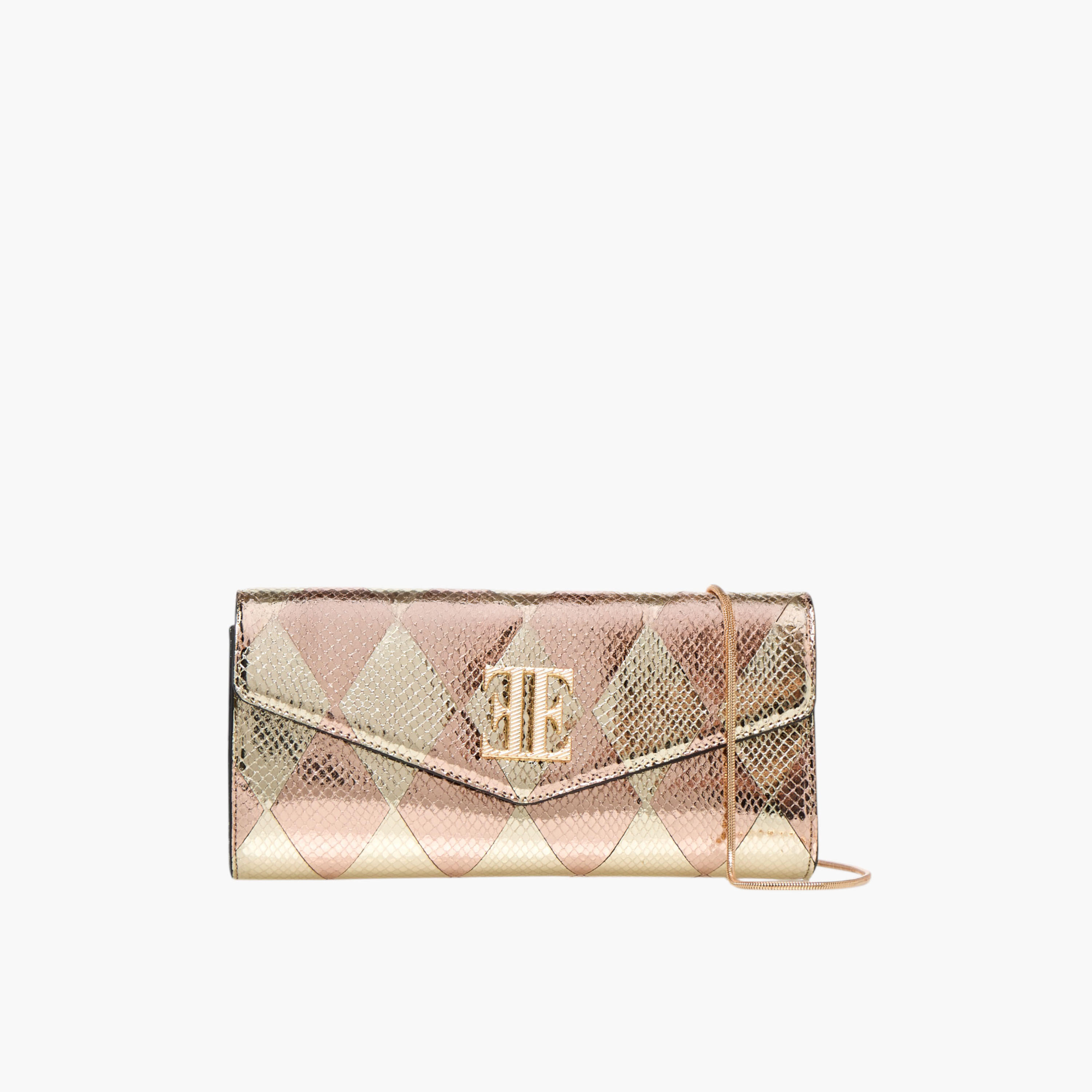 Elle Metallic Textured Crossbody Bag with Detachable Strap and Magnetic Button Closure-women-bagsandwallets-handbags-image-1