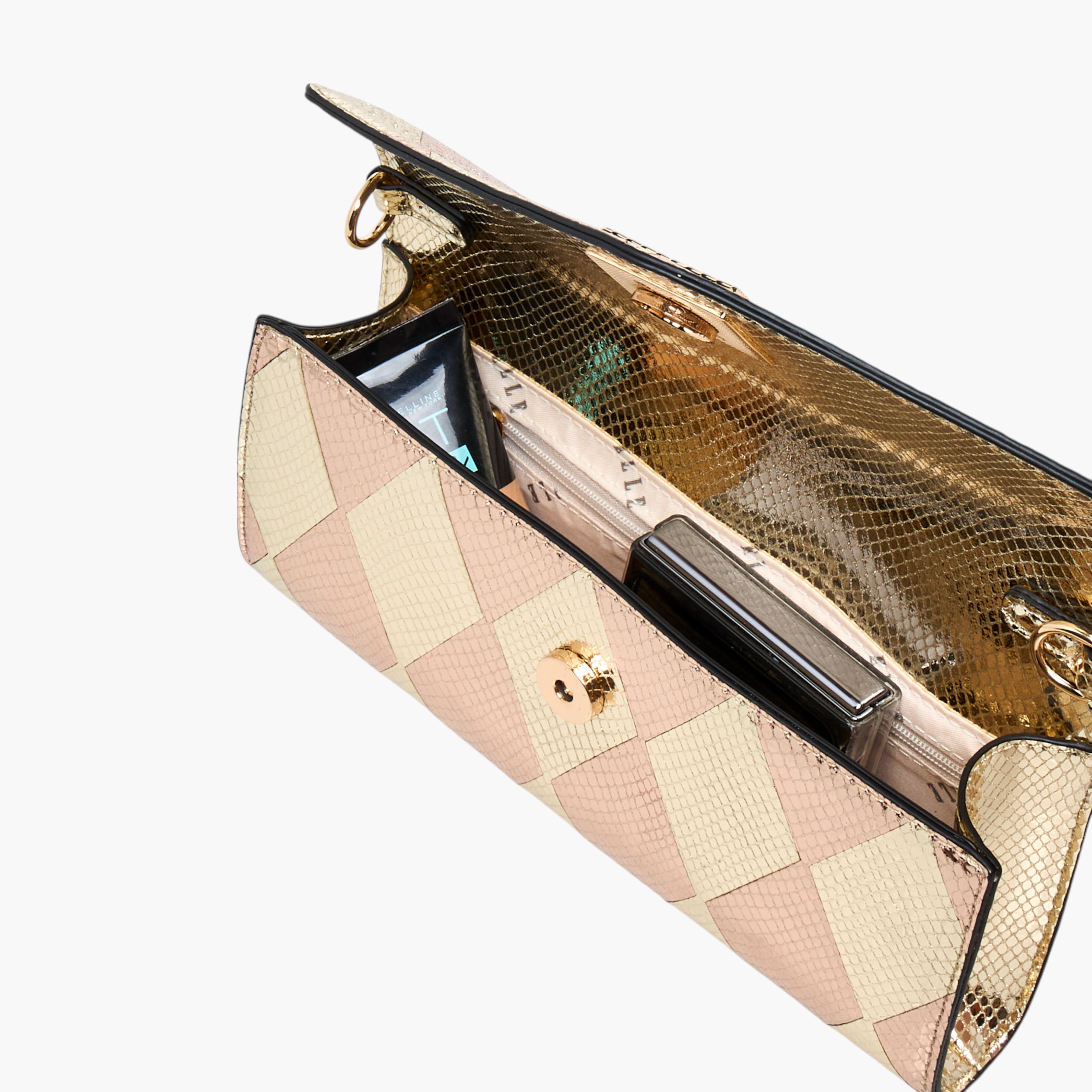 Elle Metallic Textured Crossbody Bag with Detachable Strap and Magnetic Button Closure-women-bagsandwallets-handbags-image-9