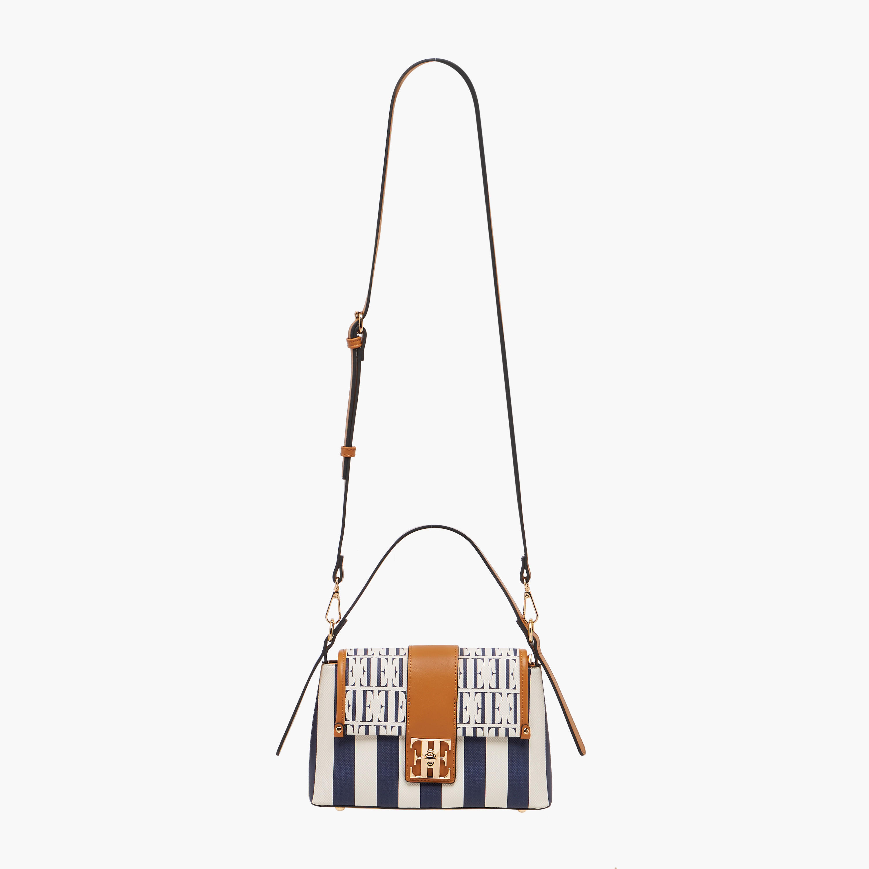 Elle Monogram Print Satchel Bag with Adjustable Strap-women-bagsandwallets-handbags-image-3