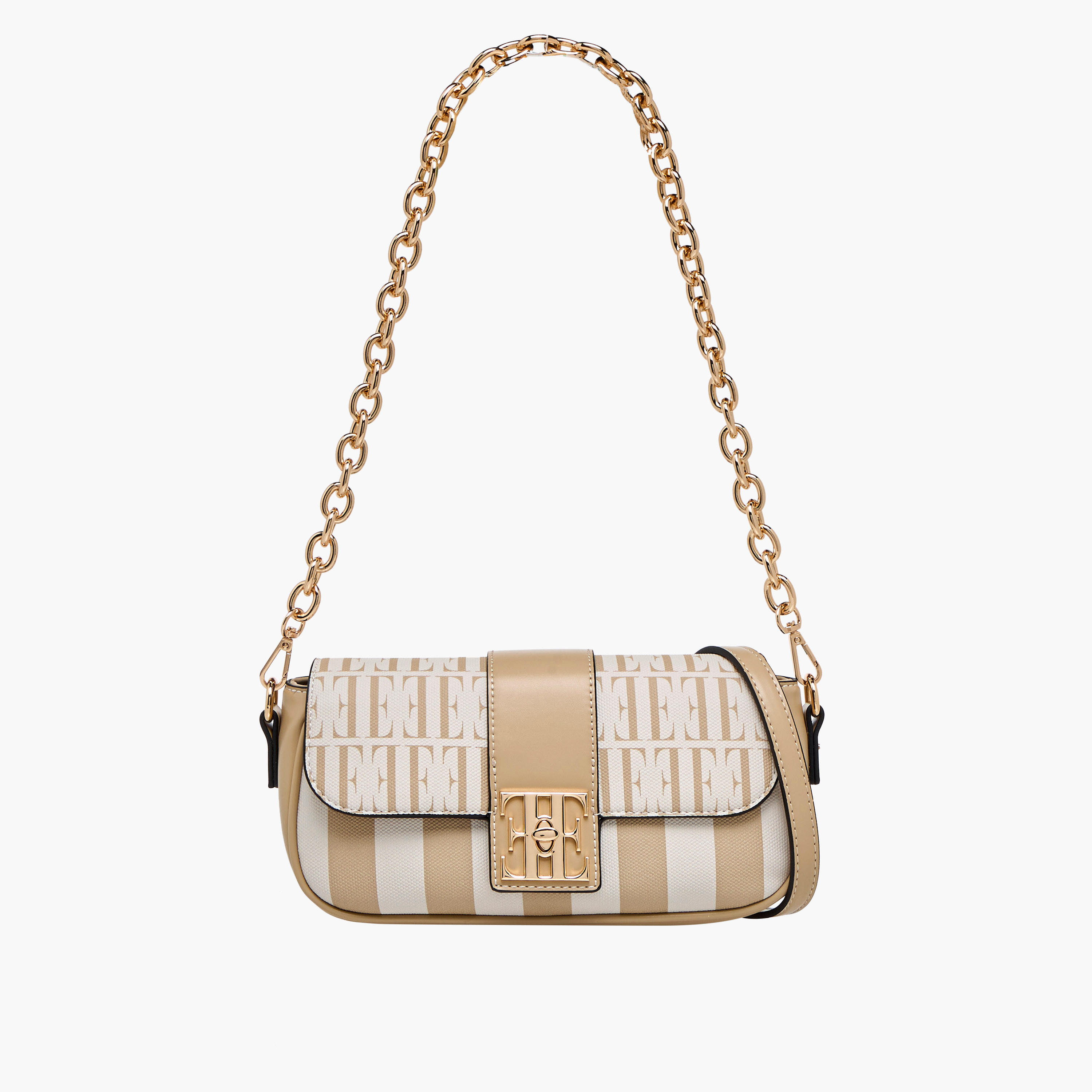 Elle Monogram Print Crossbody Bag with Chain Strap and Twist Lock Closure-women-bagsandwallets-handbags-image-1