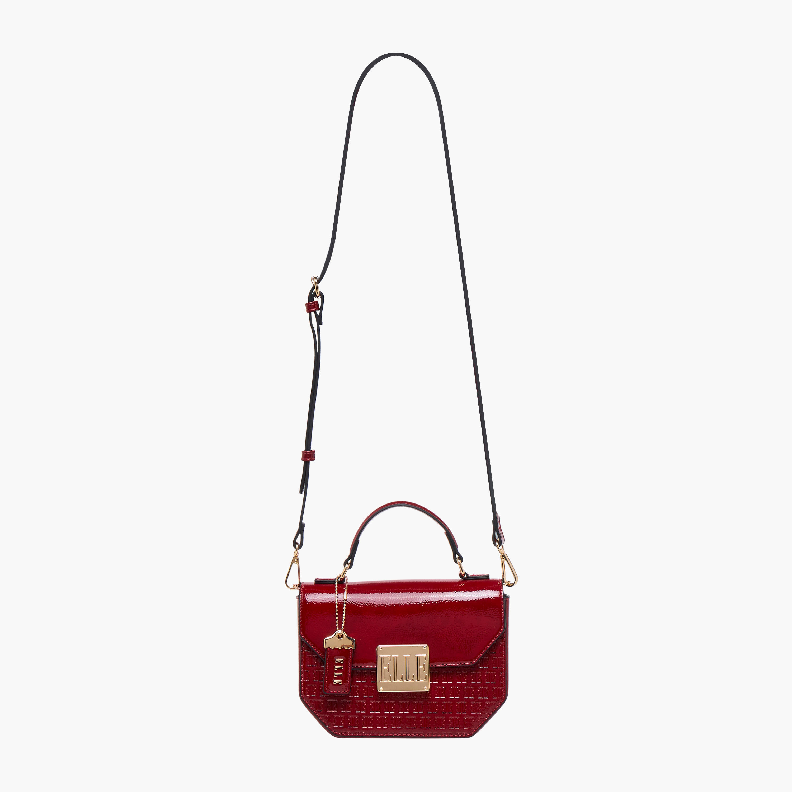Elle Monogram Embossed Satchel Bag with Grab Handle and Button Closure-women-bagsandwallets-handbags-image-3
