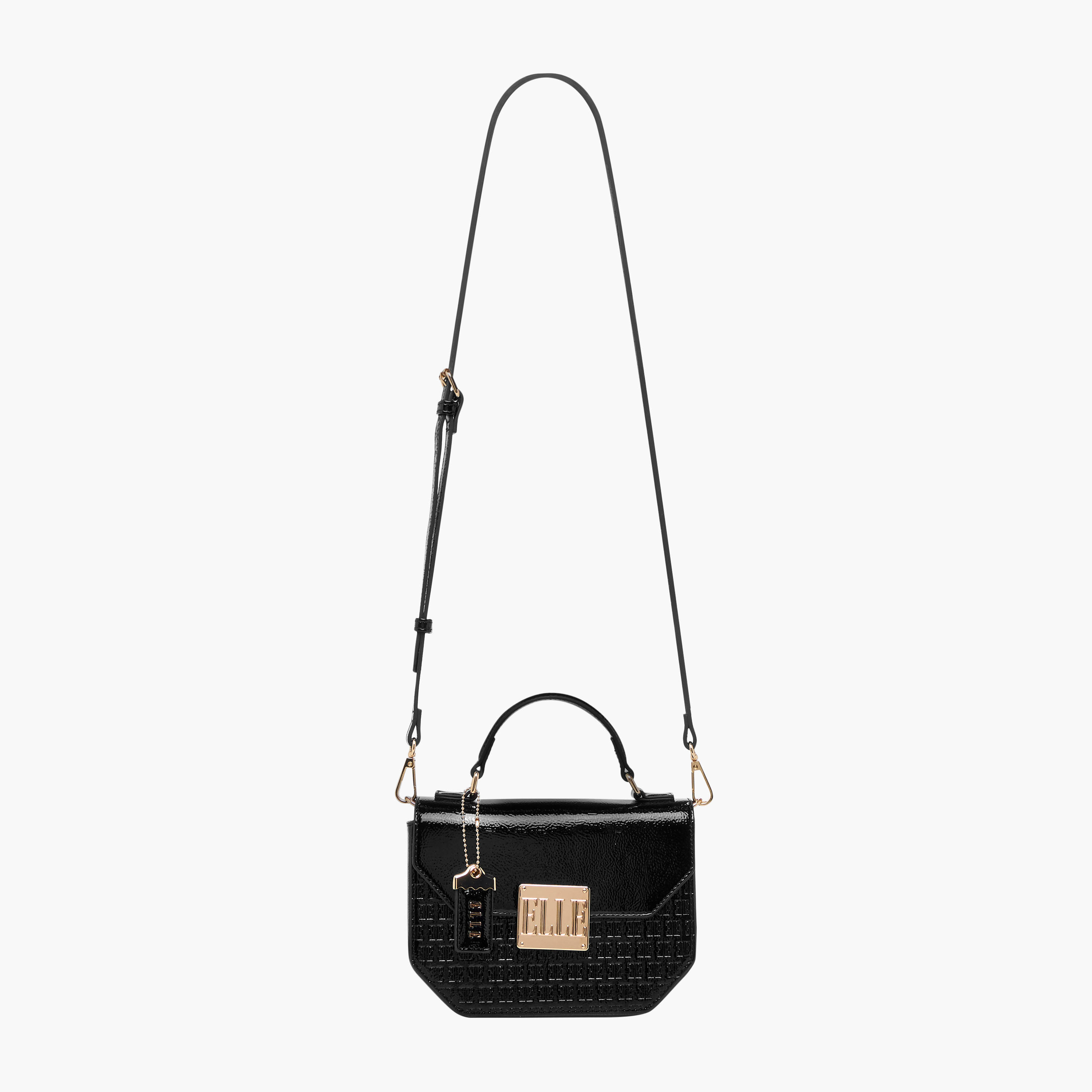 Elle Monogram Embossed Satchel Bag with Grab Handle and Button Closure-women-bagsandwallets-handbags-image-3