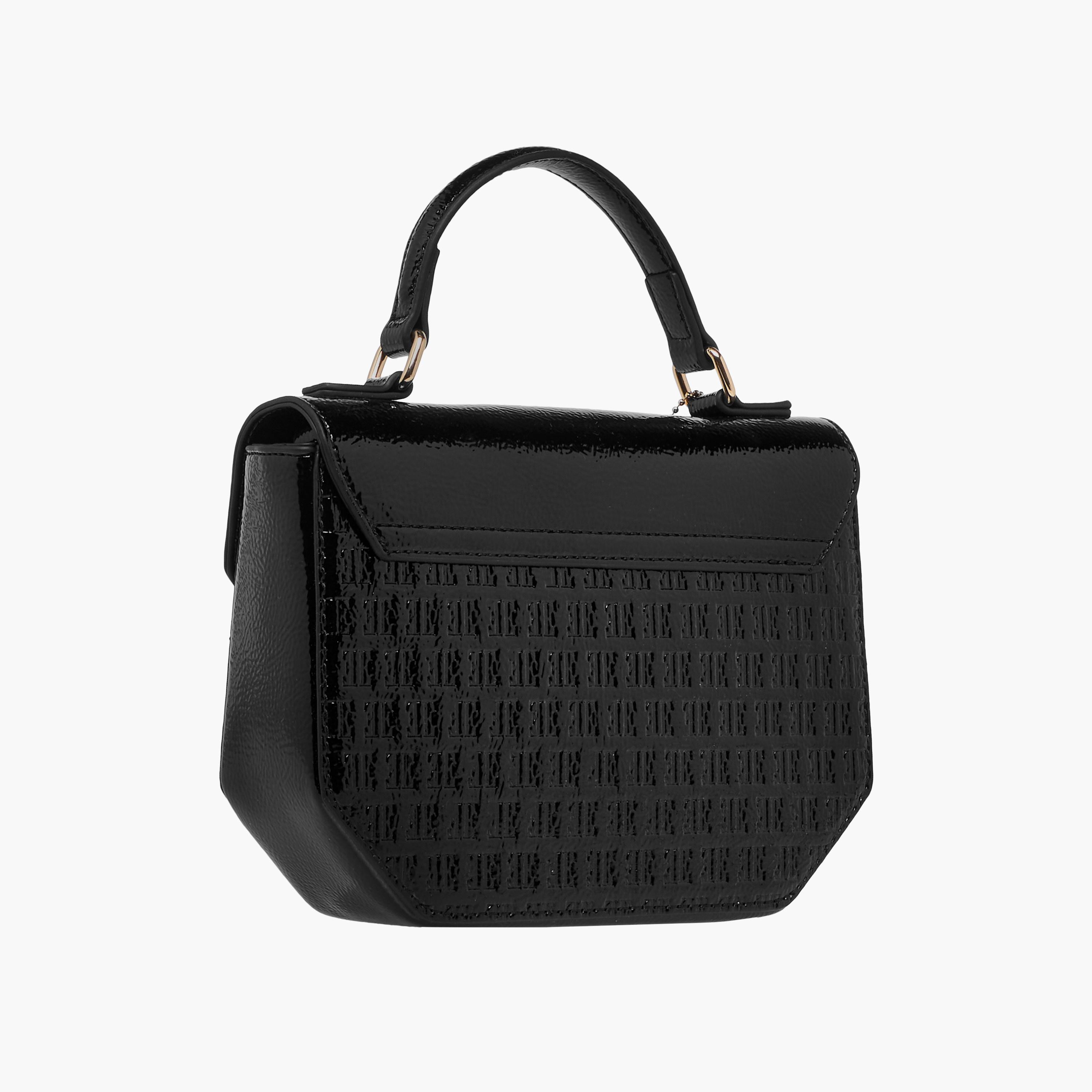 Elle Monogram Embossed Satchel Bag with Grab Handle and Button Closure-women-bagsandwallets-handbags-image-4