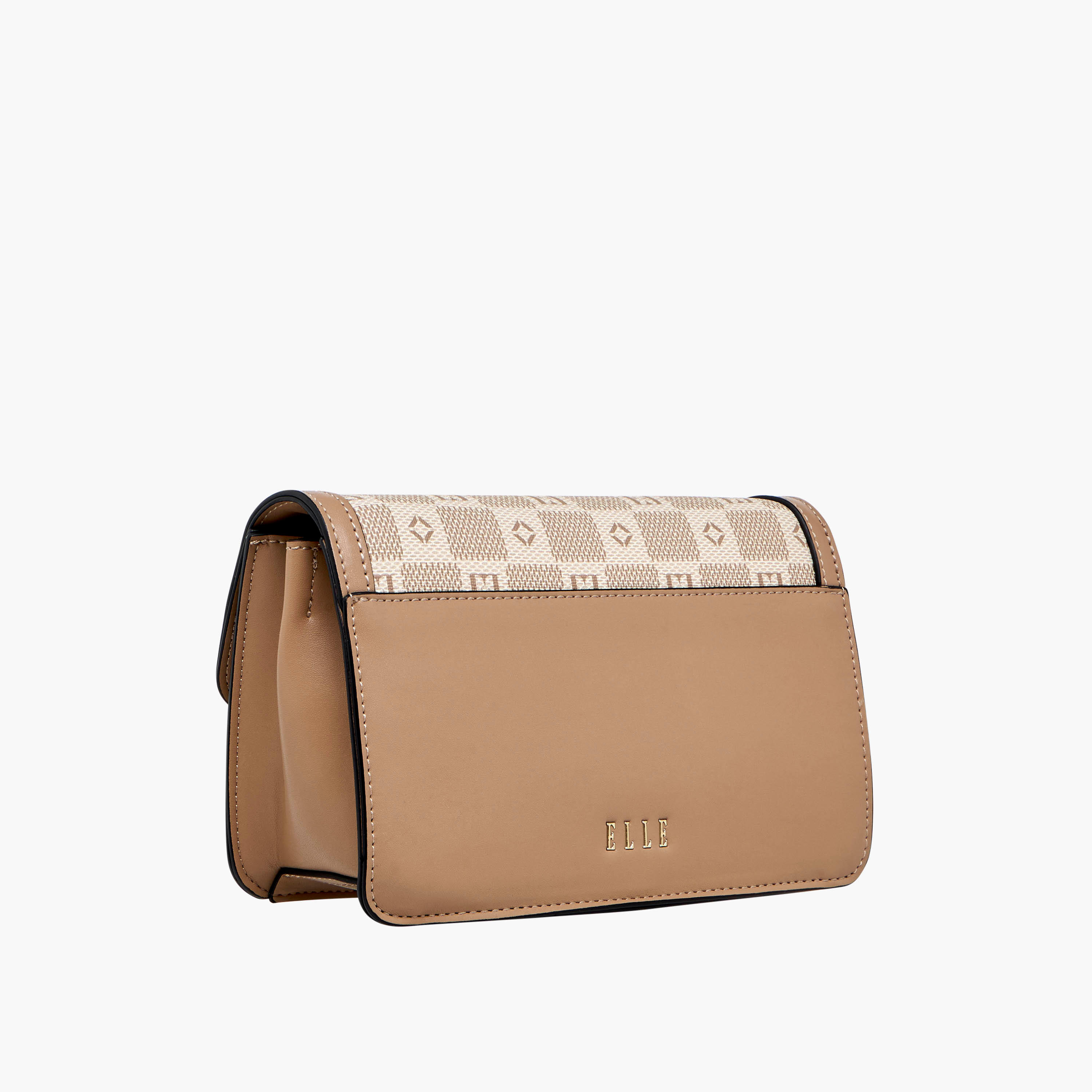 Elle Monogram Print Crossbody Bag with Adjustable Strap and Flap Closure-women-bagsandwallets-handbags-image-4