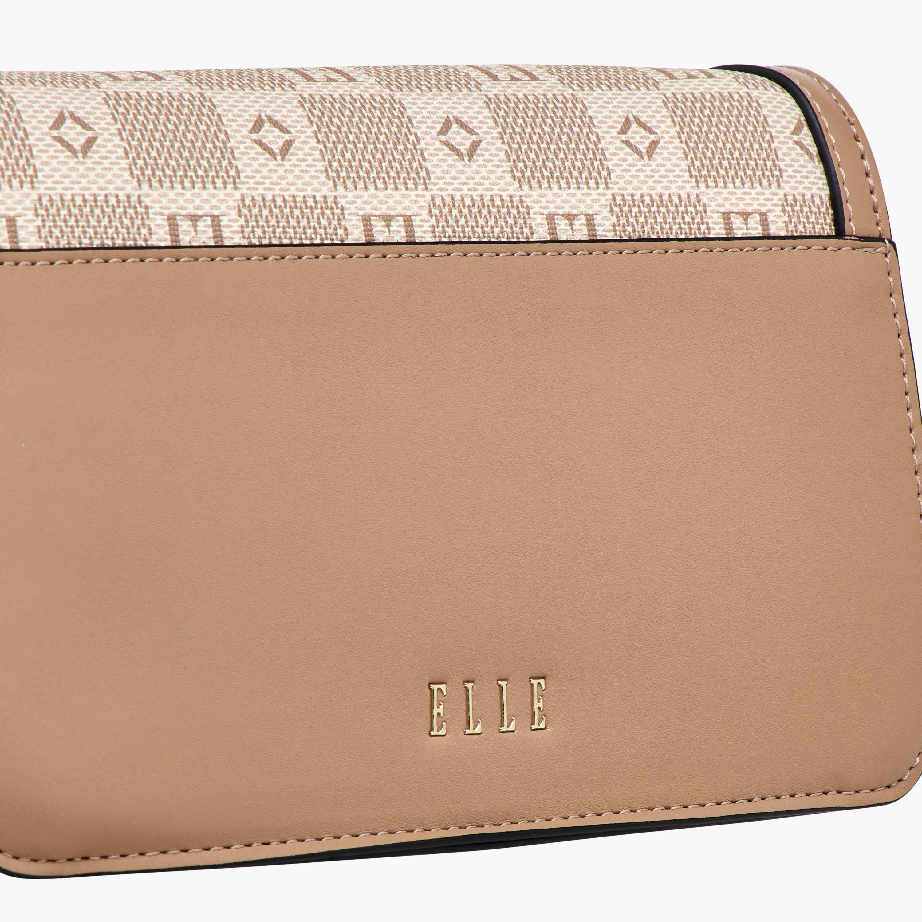Elle Monogram Print Crossbody Bag with Adjustable Strap and Flap Closure-women-bagsandwallets-handbags-image-7