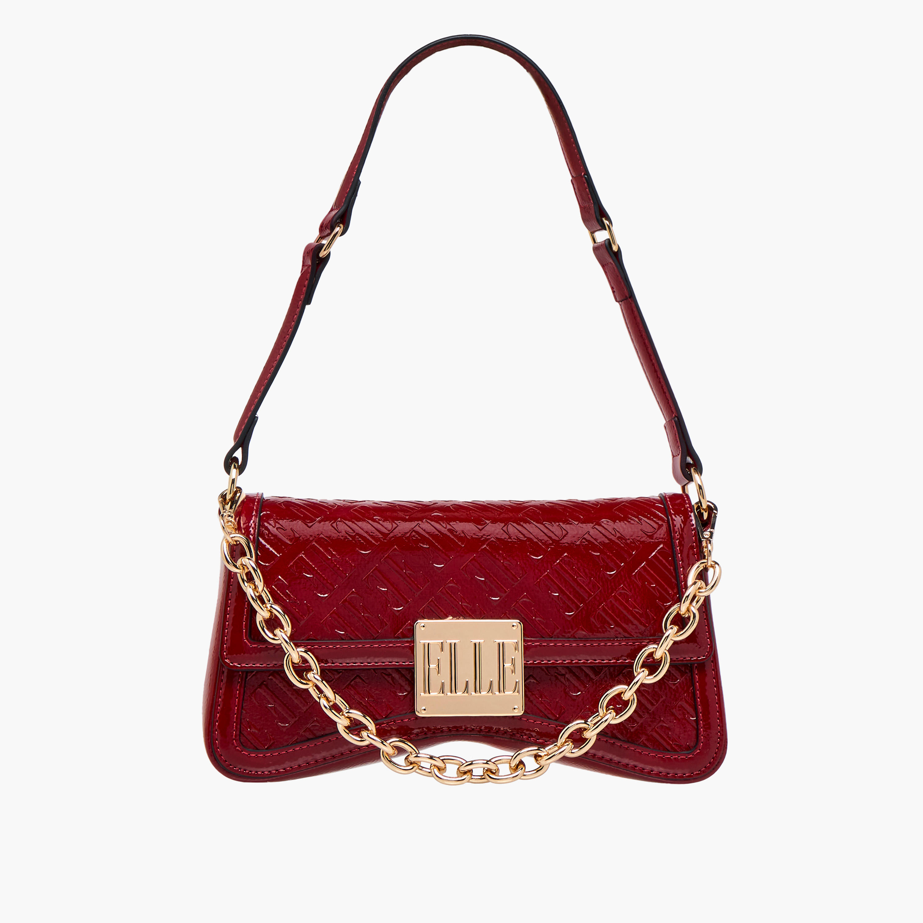 شنطة كتف بنقوش مونوجرام وزر إغلاق من إيل-women-bagsandwallets-handbags-image-1
