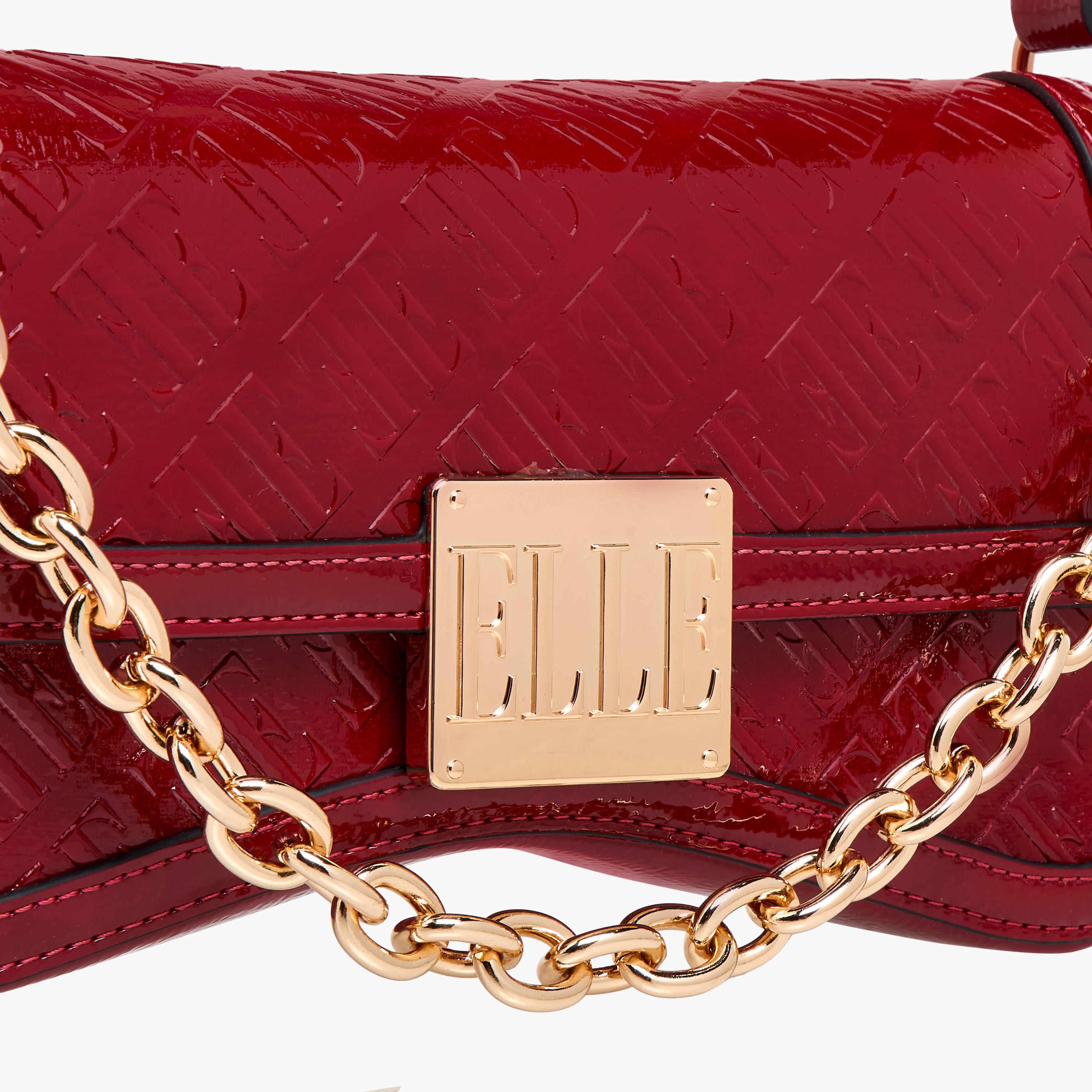 شنطة كتف بنقوش مونوجرام وزر إغلاق من إيل-women-bagsandwallets-handbags-image-5
