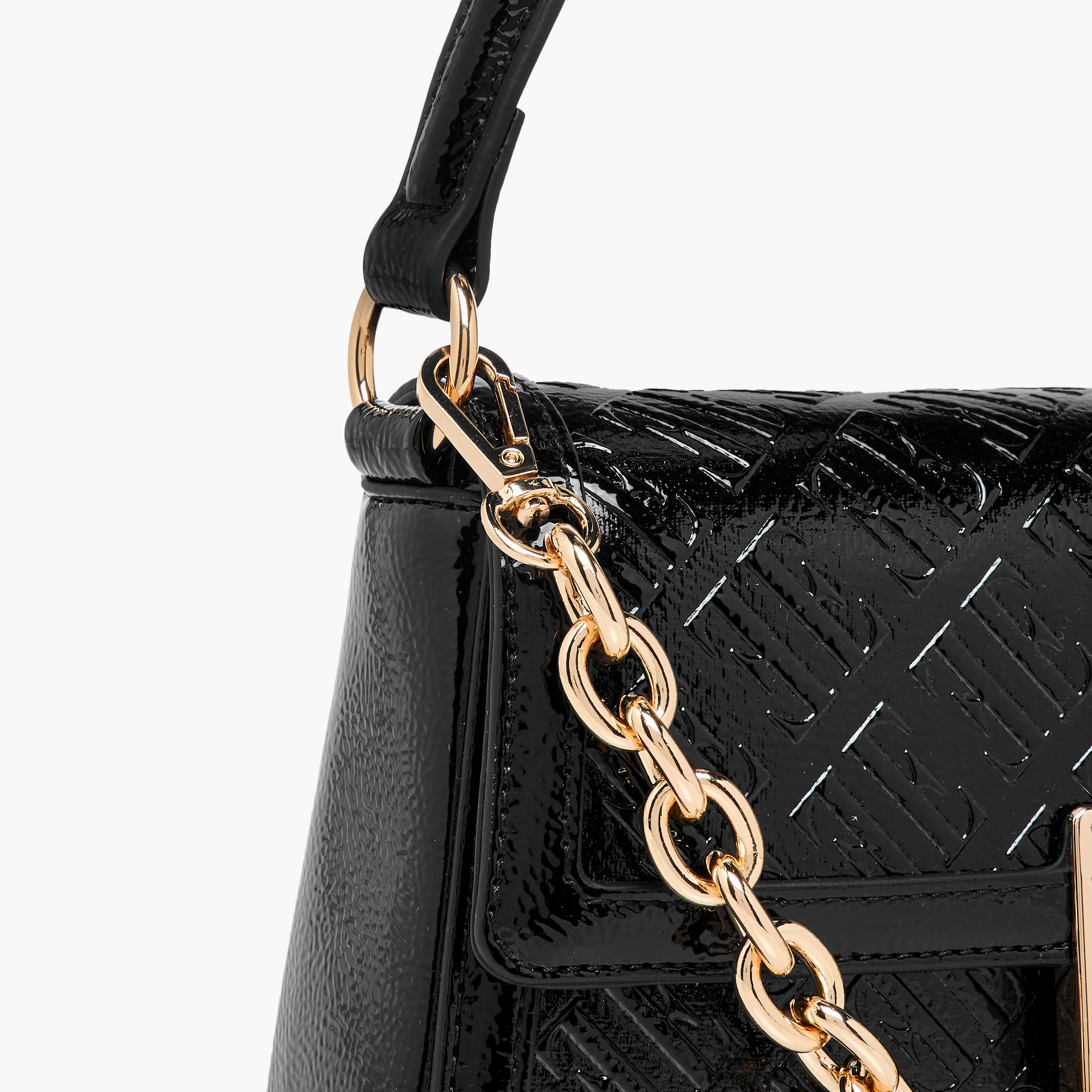 Elle Monogram Embossed Shoulder Bag with Button Closure-women-bagsandwallets-handbags-image-7