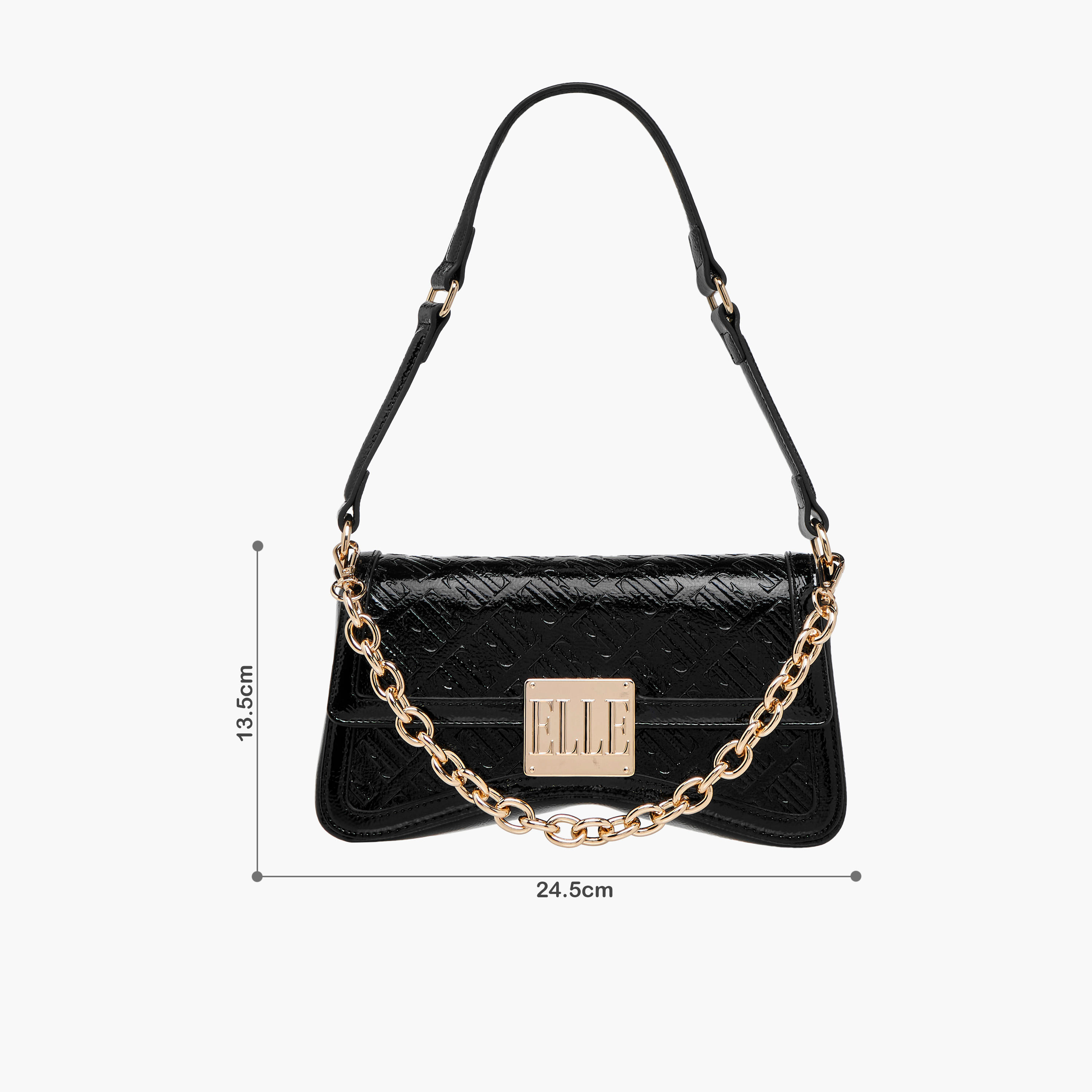 Elle Monogram Embossed Shoulder Bag with Button Closure-women-bagsandwallets-handbags-image-2