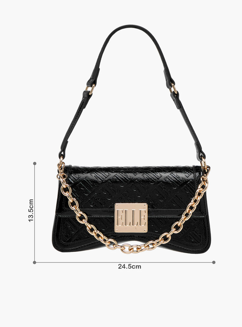 شنطة كتف بنقوش مونوجرام وزر إغلاق من إيل-women-bagsandwallets-handbags-image-2