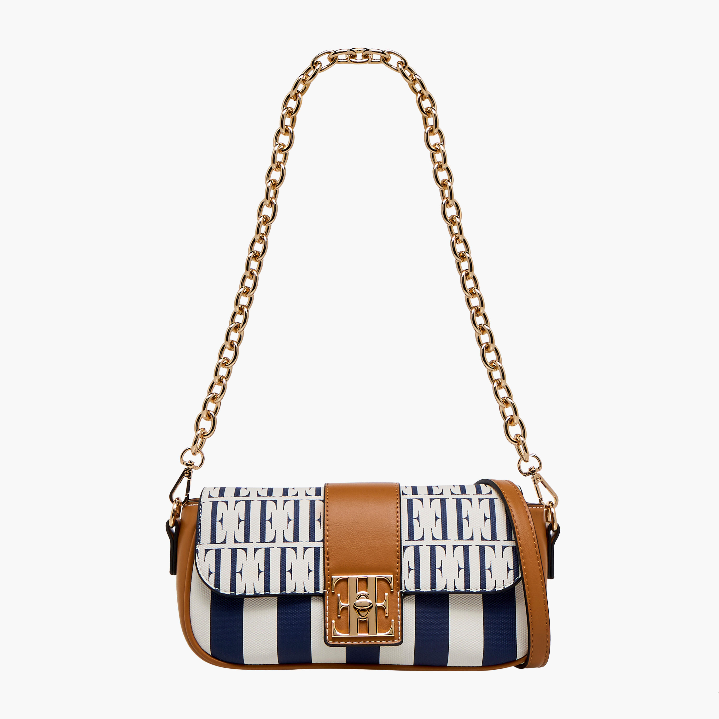 Elle Monogram Print Crossbody Bag with Chain Strap and Twist Lock Closure-women-bagsandwallets-handbags-image-1