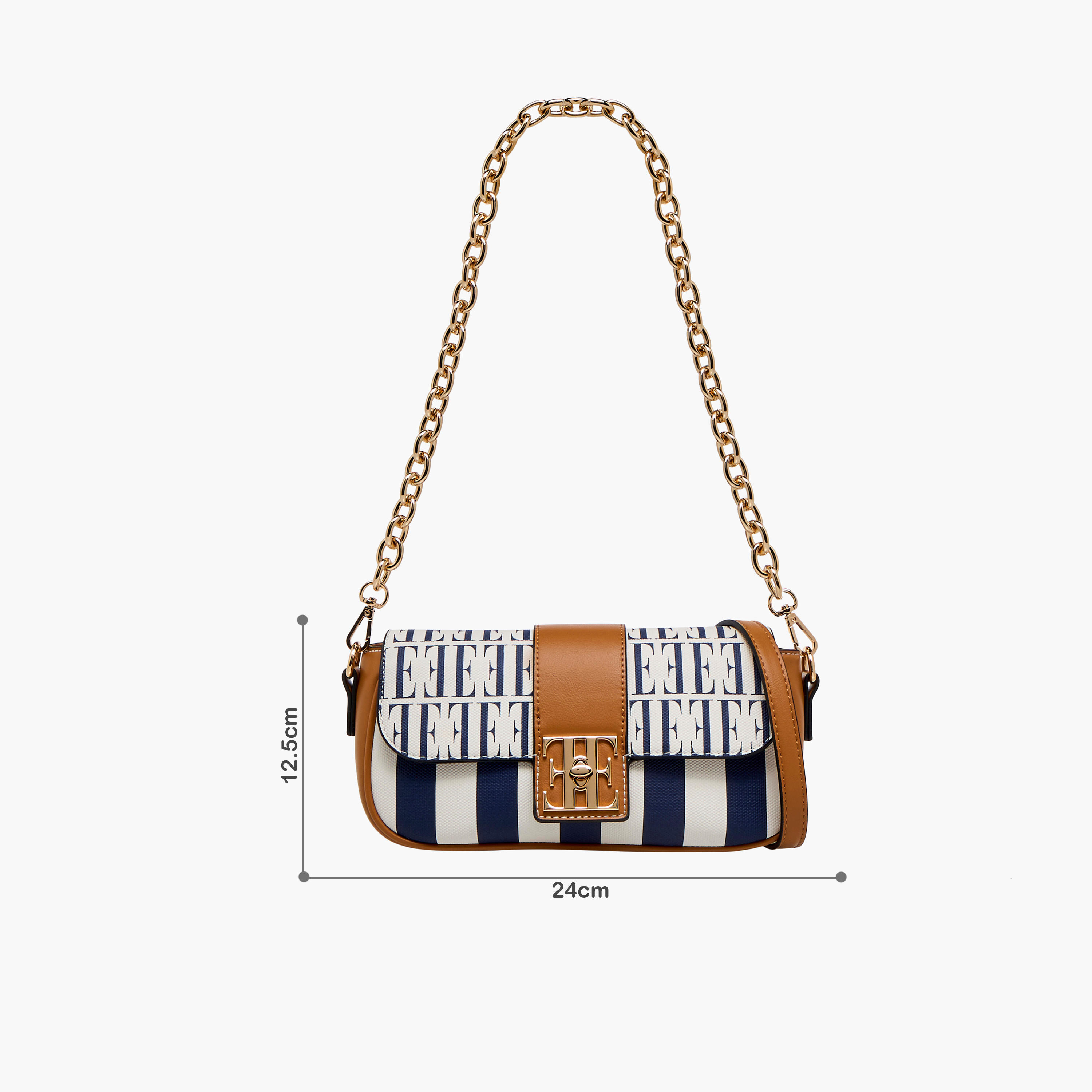 شنطة كروس بودي بحزام سلسلة وقفل إغلاق دوّار وطبعات مونوجرام من إيل-women-bagsandwallets-handbags-image-2