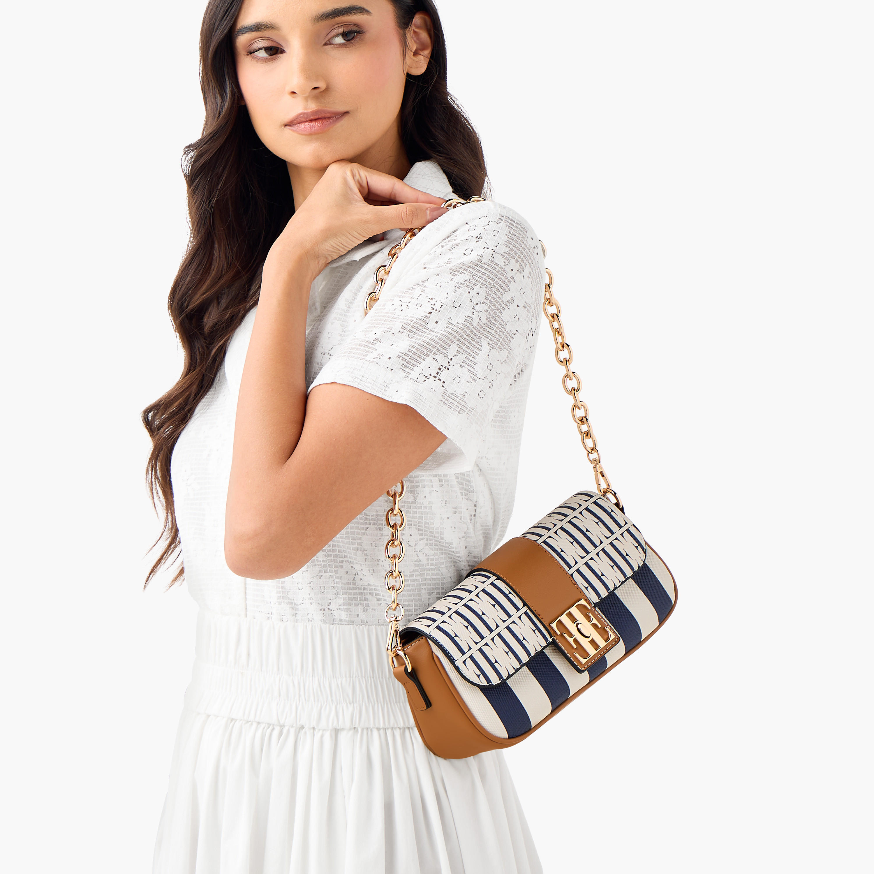 Elle Monogram Print Crossbody Bag with Chain Strap and Twist Lock Closure-women-bagsandwallets-handbags-image-3