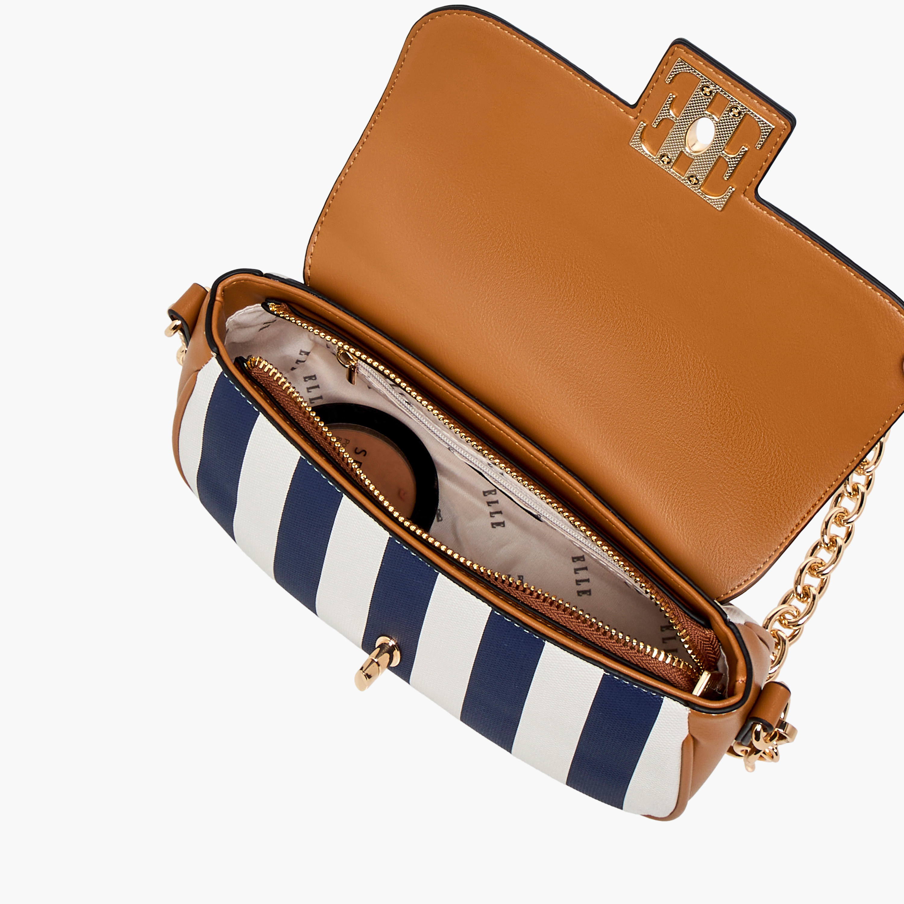 شنطة كروس بودي بحزام سلسلة وقفل إغلاق دوّار وطبعات مونوجرام من إيل-women-bagsandwallets-handbags-image-10