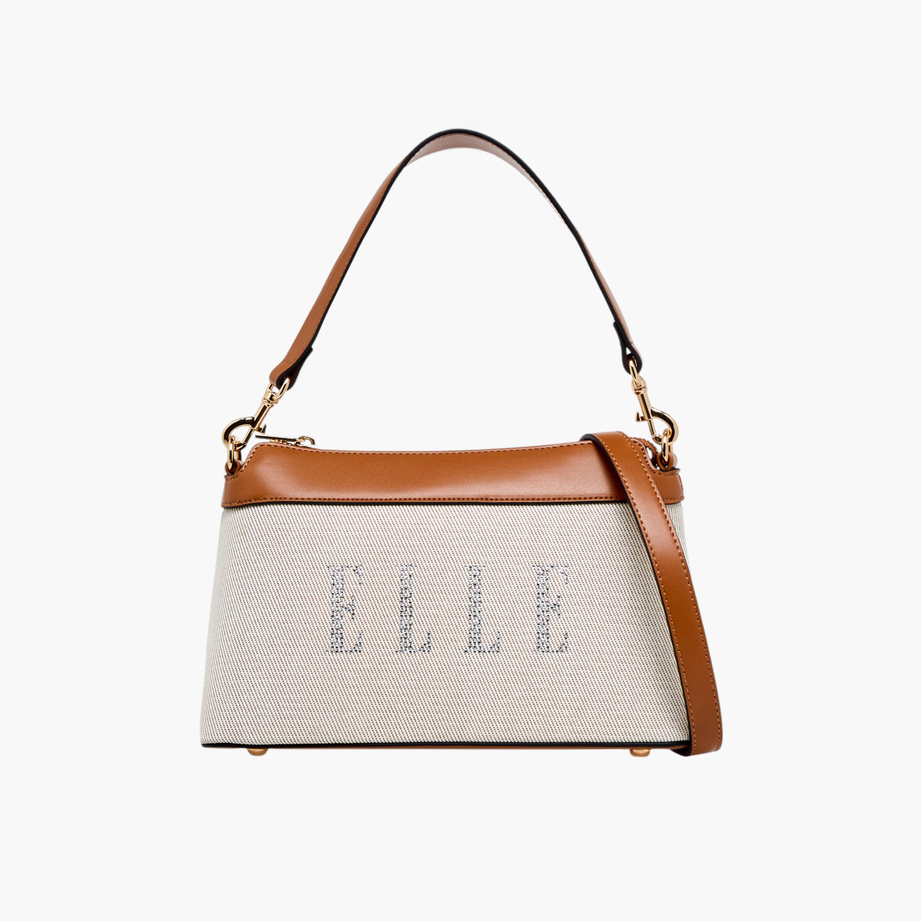 Elle Logo Detail Crossbody Bag with Adjustable Strap and Zip Closure-women-bagsandwallets-handbags-image-1