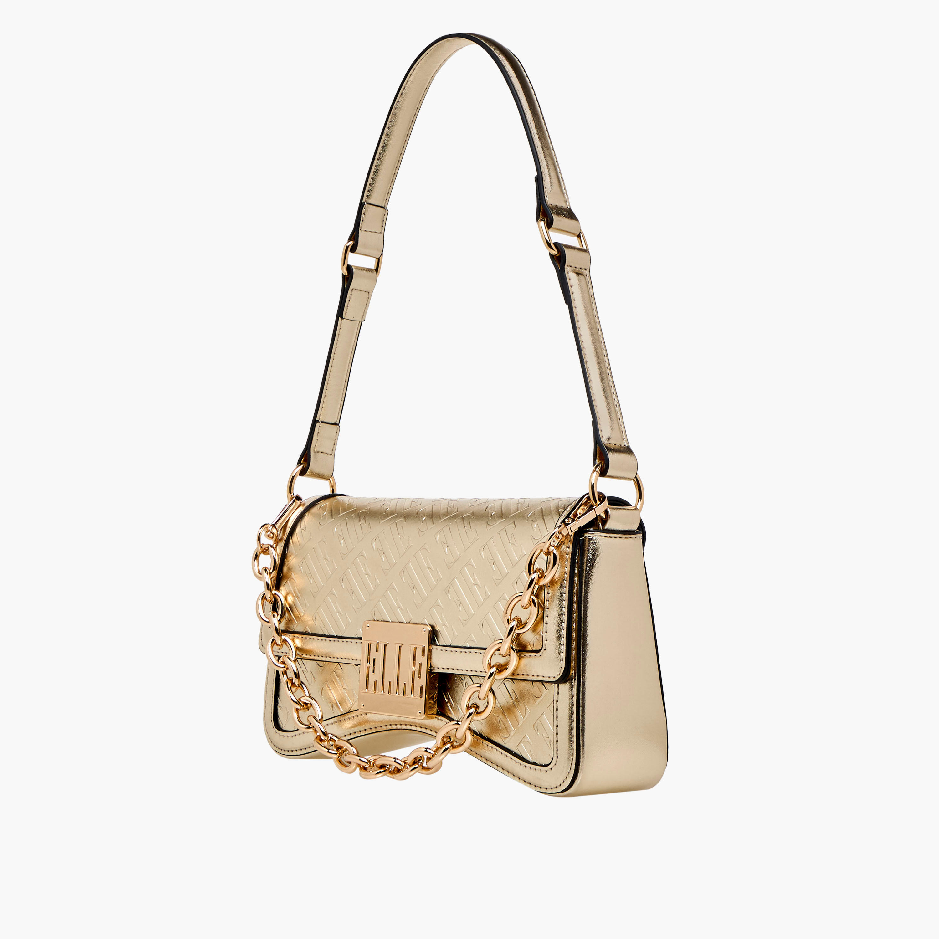 Elle Monogram Embossed Shoulder Bag with Button Closure-women-bagsandwallets-handbags-image-4
