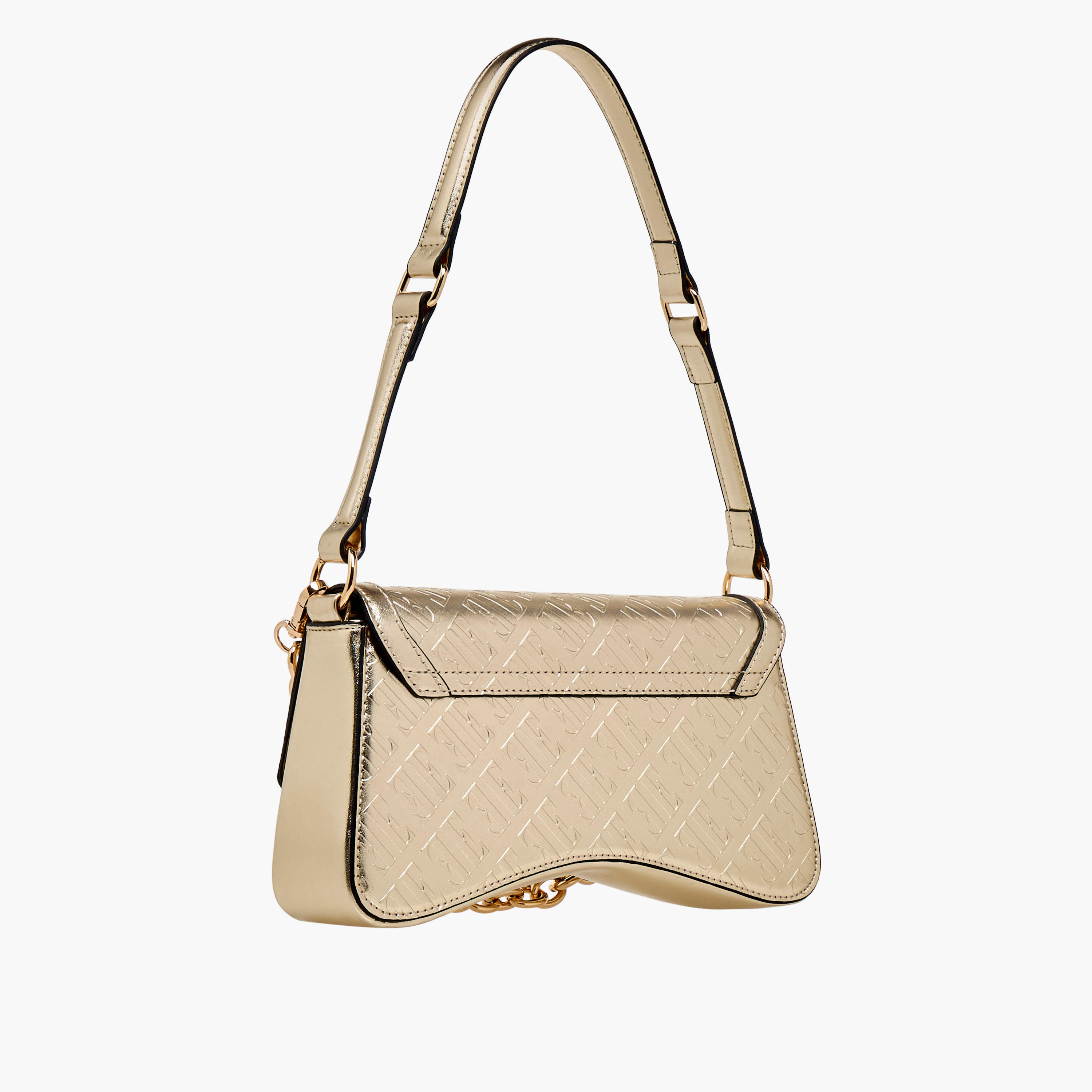 Elle Monogram Embossed Shoulder Bag with Button Closure-women-bagsandwallets-handbags-image-5