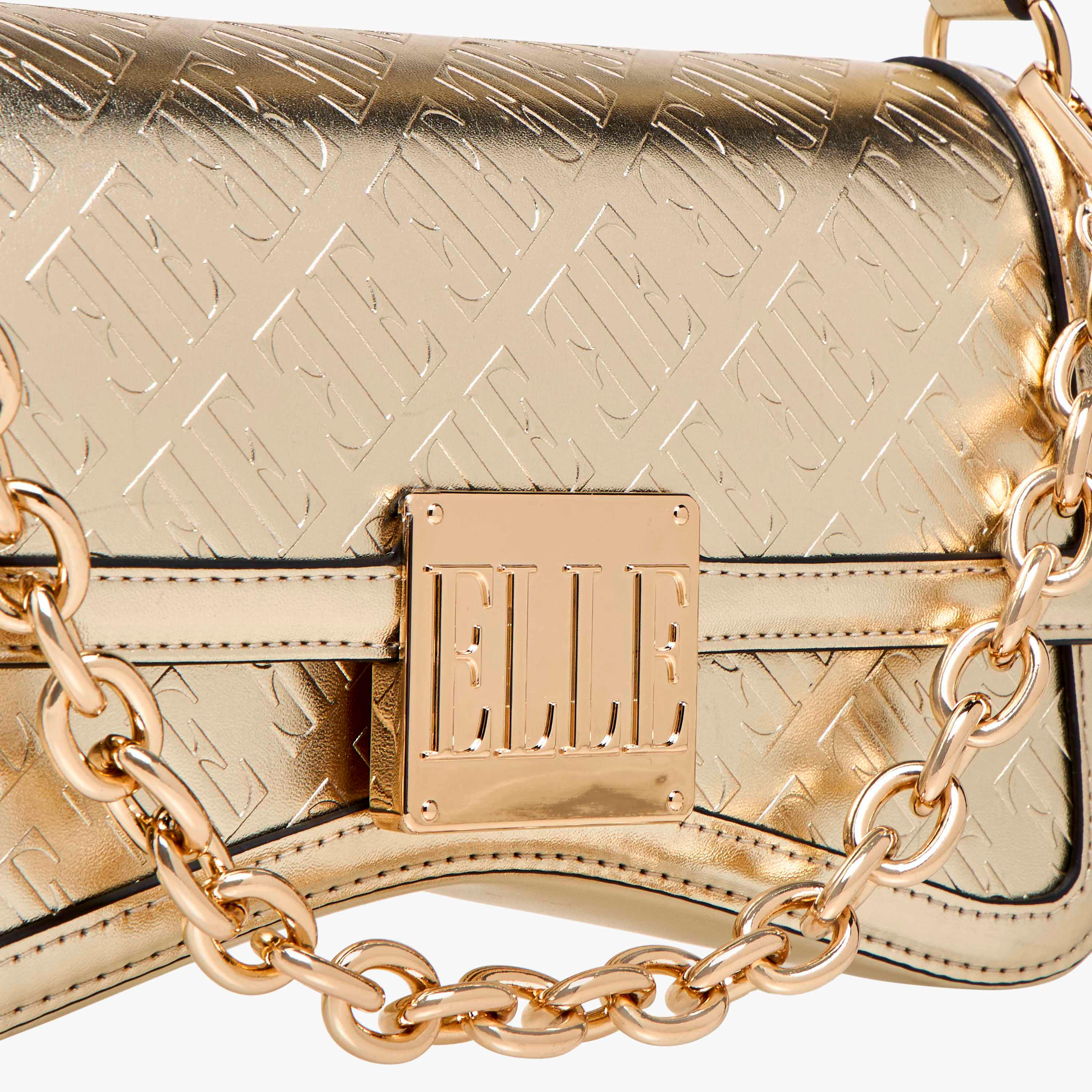 Elle Monogram Embossed Shoulder Bag with Button Closure-women-bagsandwallets-handbags-image-6