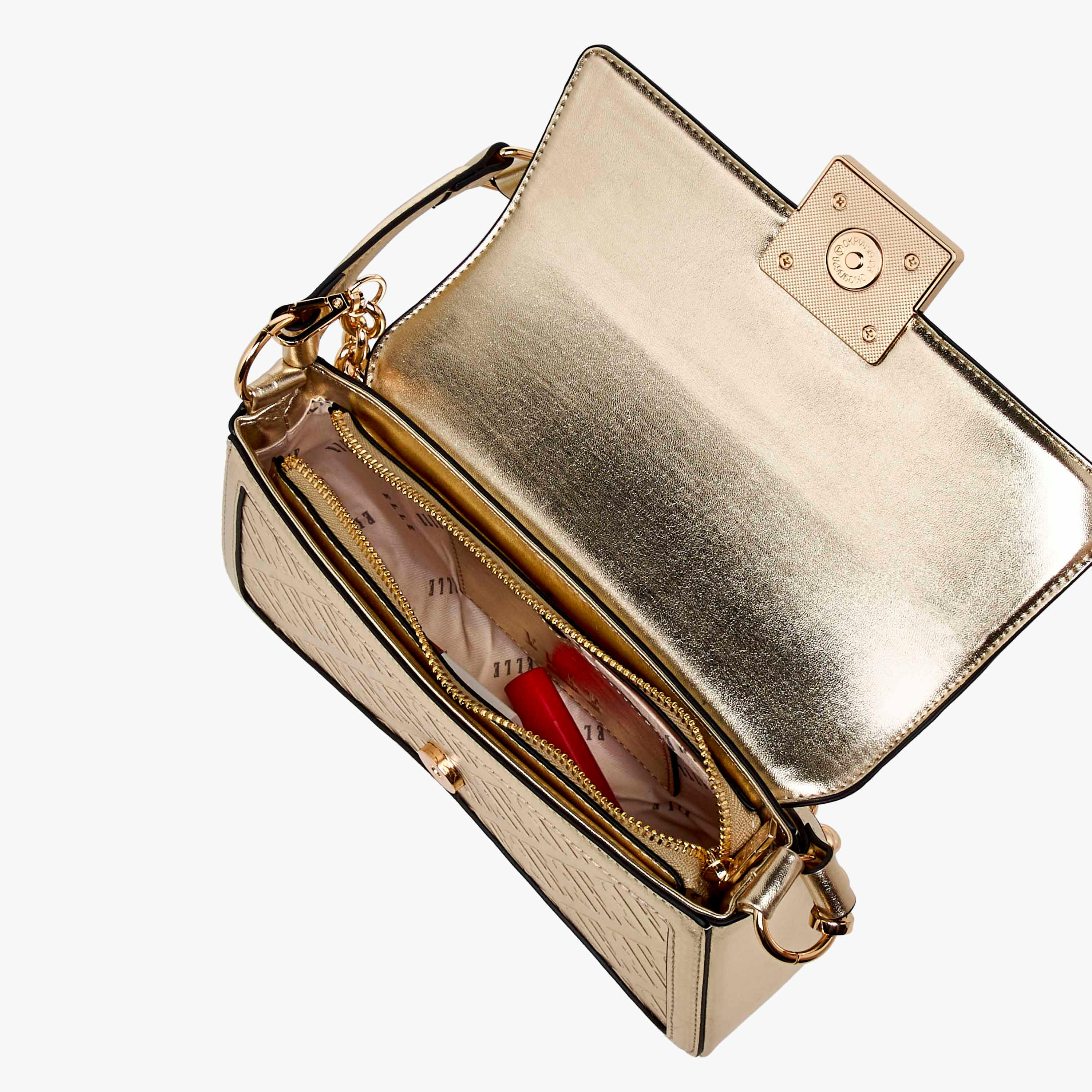 Elle Monogram Embossed Shoulder Bag with Button Closure-women-bagsandwallets-handbags-image-9