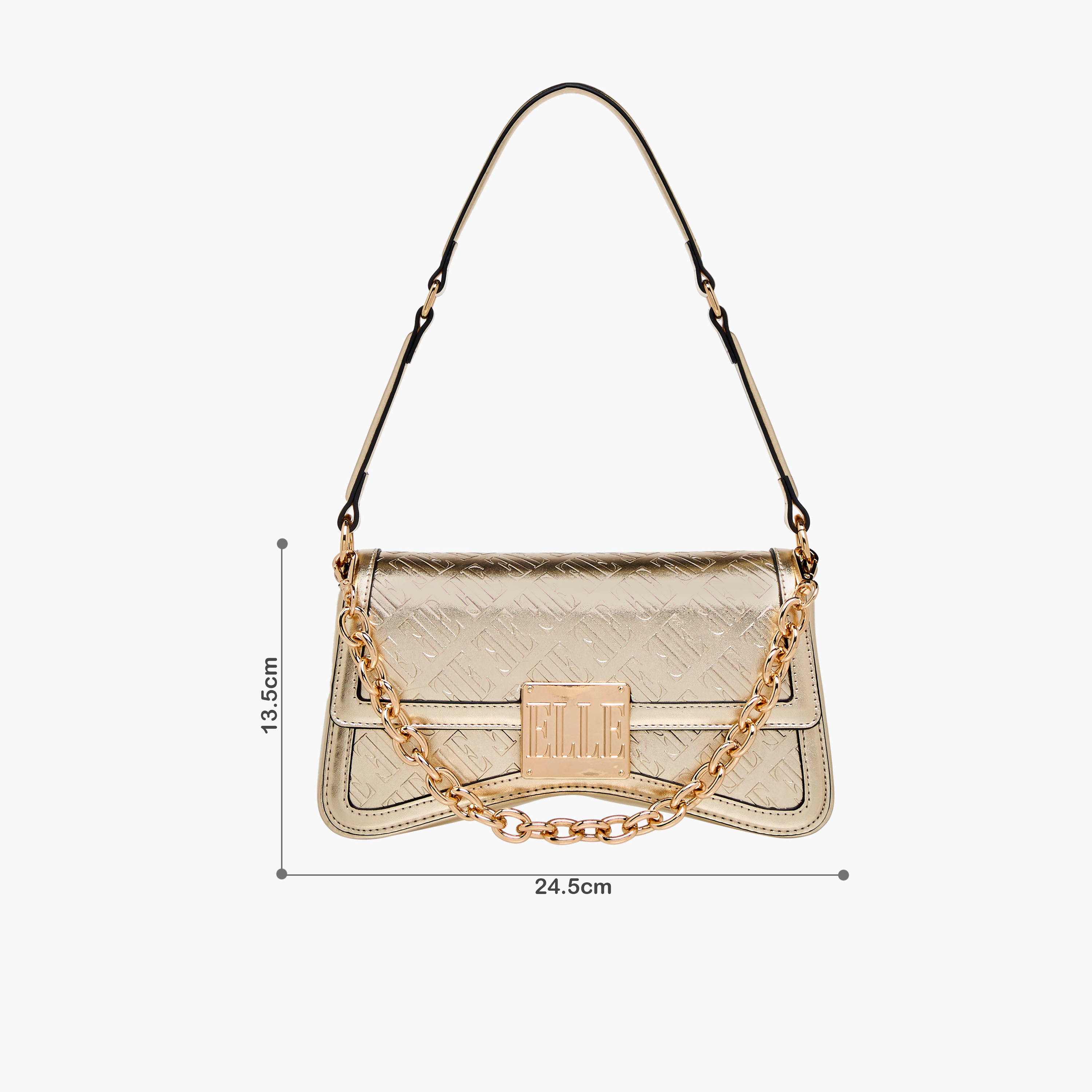 Elle Monogram Embossed Shoulder Bag with Button Closure-women-bagsandwallets-handbags-image-2