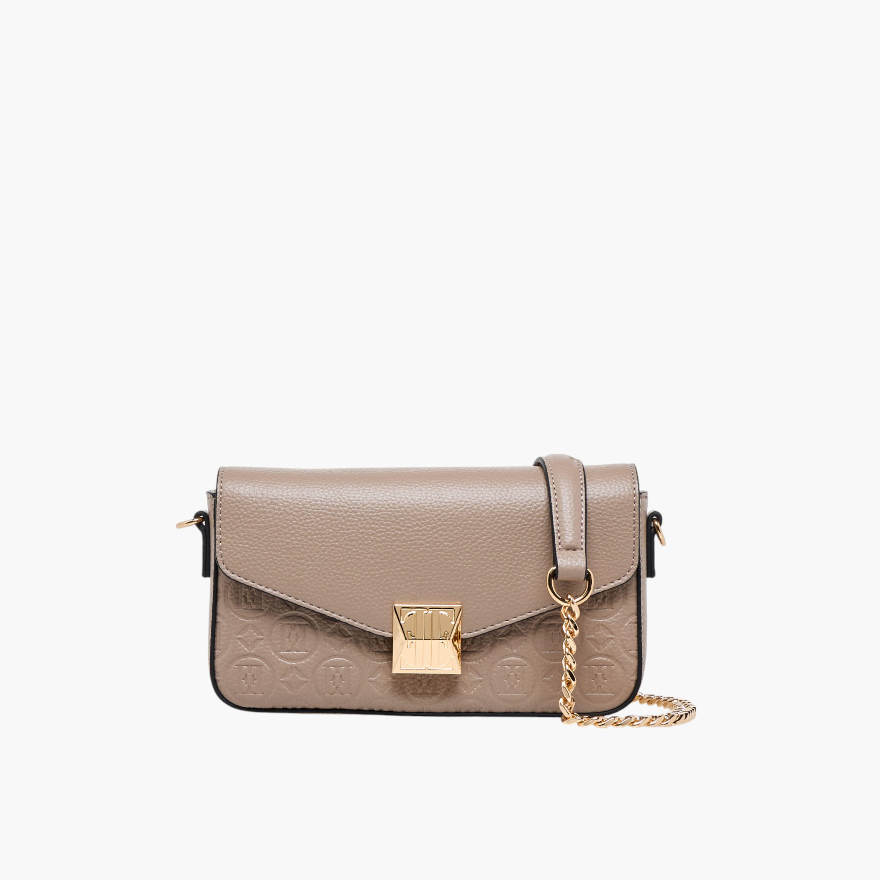 شنطة كروس بودي بنقوش مونوجرام وحزلم سلسلة قابل للفصل وطية إغلاق من إيل-women-bagsandwallets-handbags-image-1