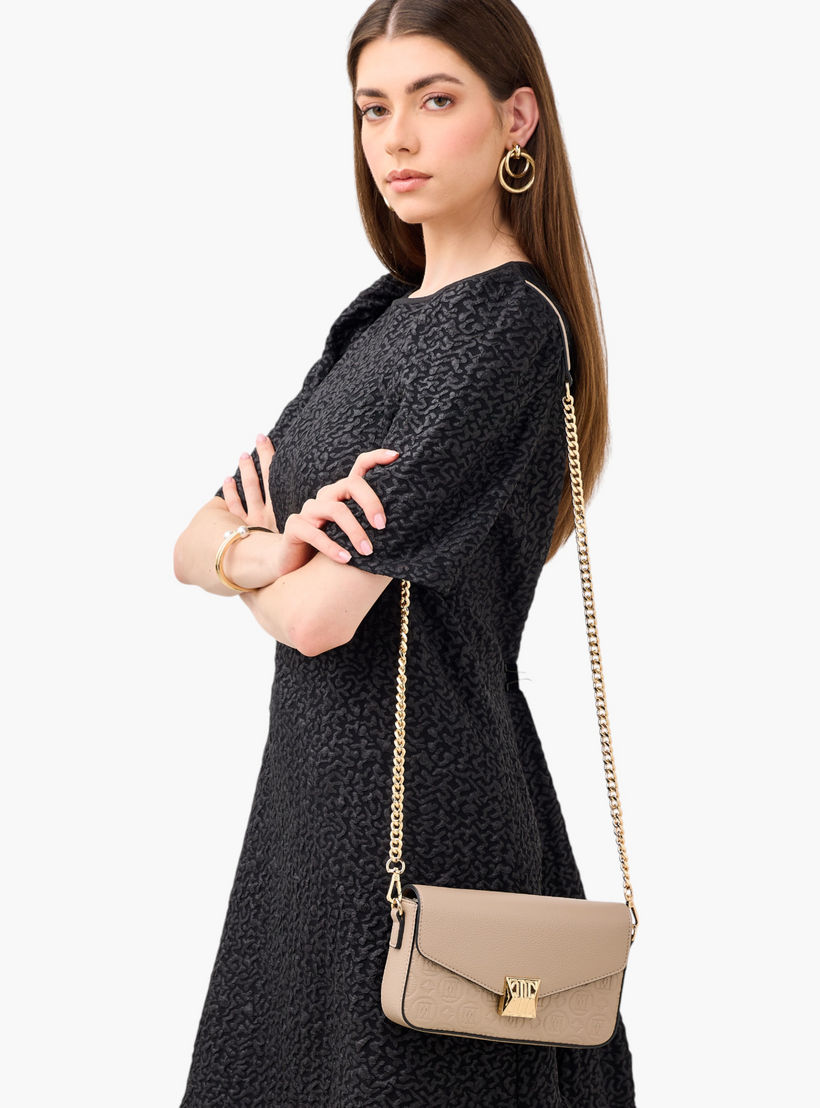 شنطة كروس بودي بنقوش مونوجرام وحزلم سلسلة قابل للفصل وطية إغلاق من إيل-women-bagsandwallets-handbags-image-2