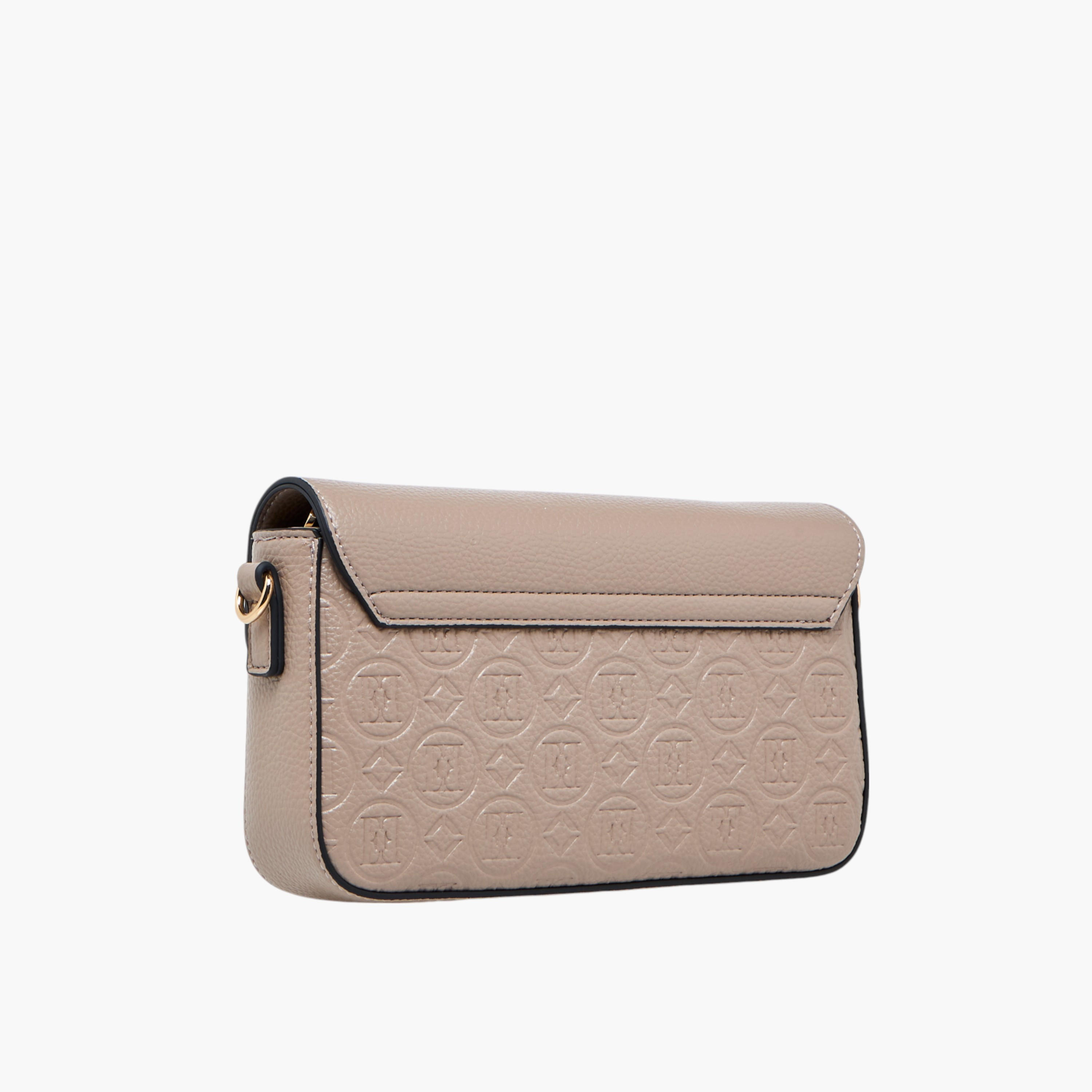 شنطة كروس بودي بنقوش مونوجرام وحزلم سلسلة قابل للفصل وطية إغلاق من إيل-women-bagsandwallets-handbags-image-4
