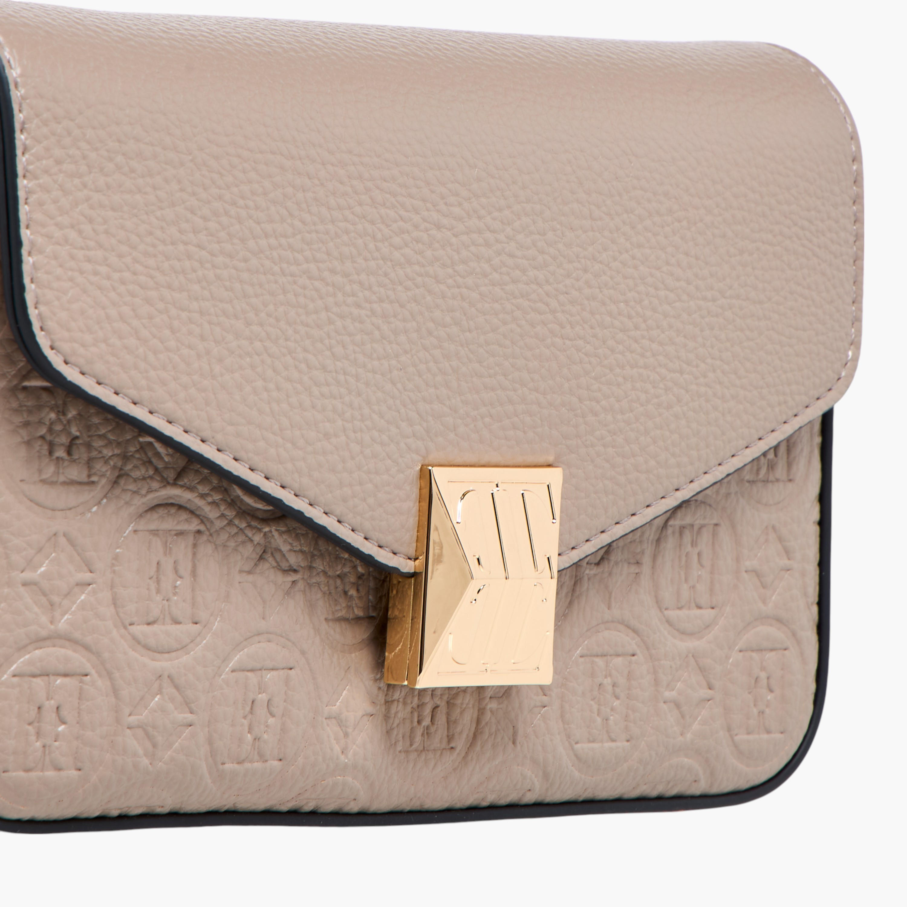 شنطة كروس بودي بنقوش مونوجرام وحزلم سلسلة قابل للفصل وطية إغلاق من إيل-women-bagsandwallets-handbags-image-5