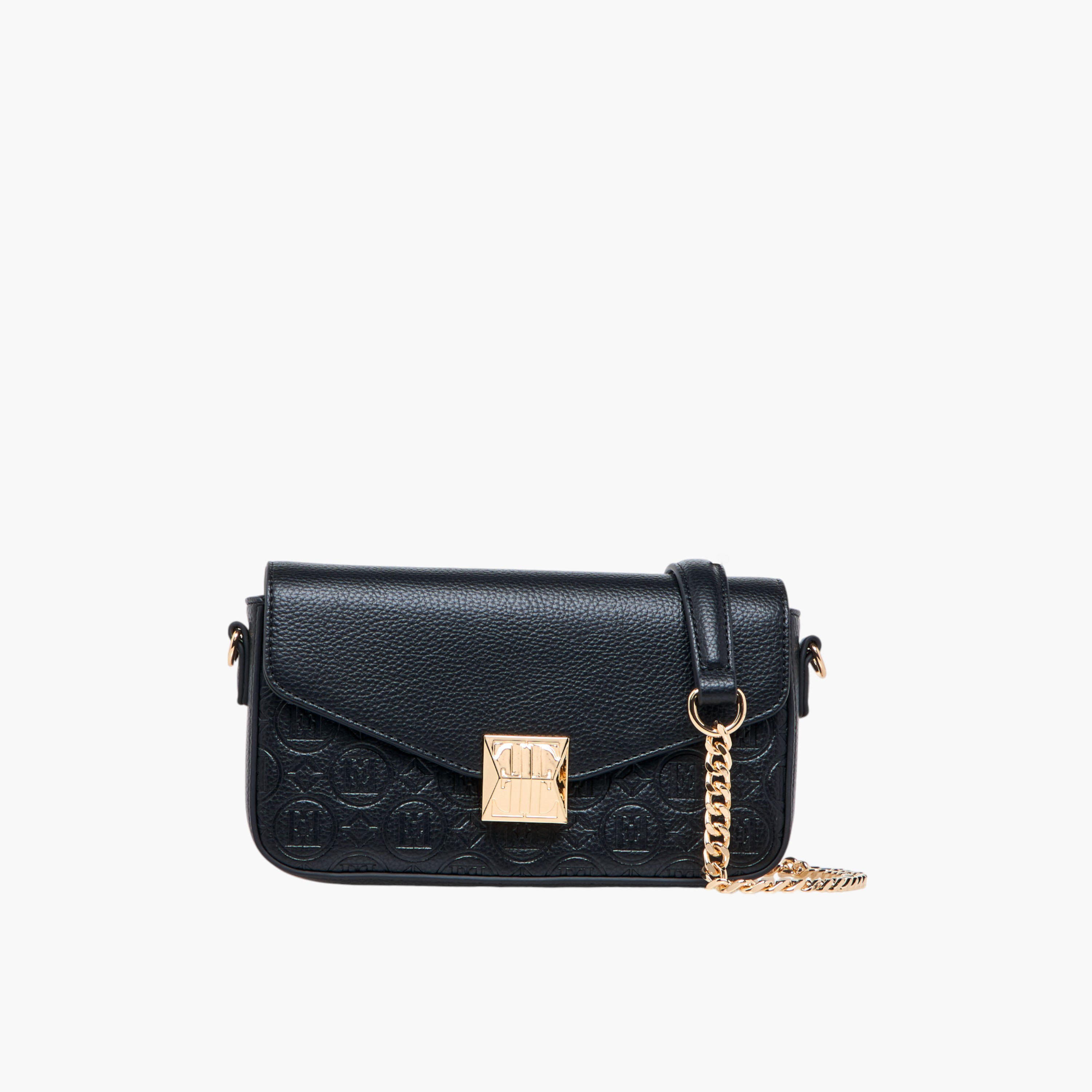 Elle Monogram Embossed Crossbody Bag with Detachable Chain Strap and Flap Closure-women-bagsandwallets-handbags-image-1