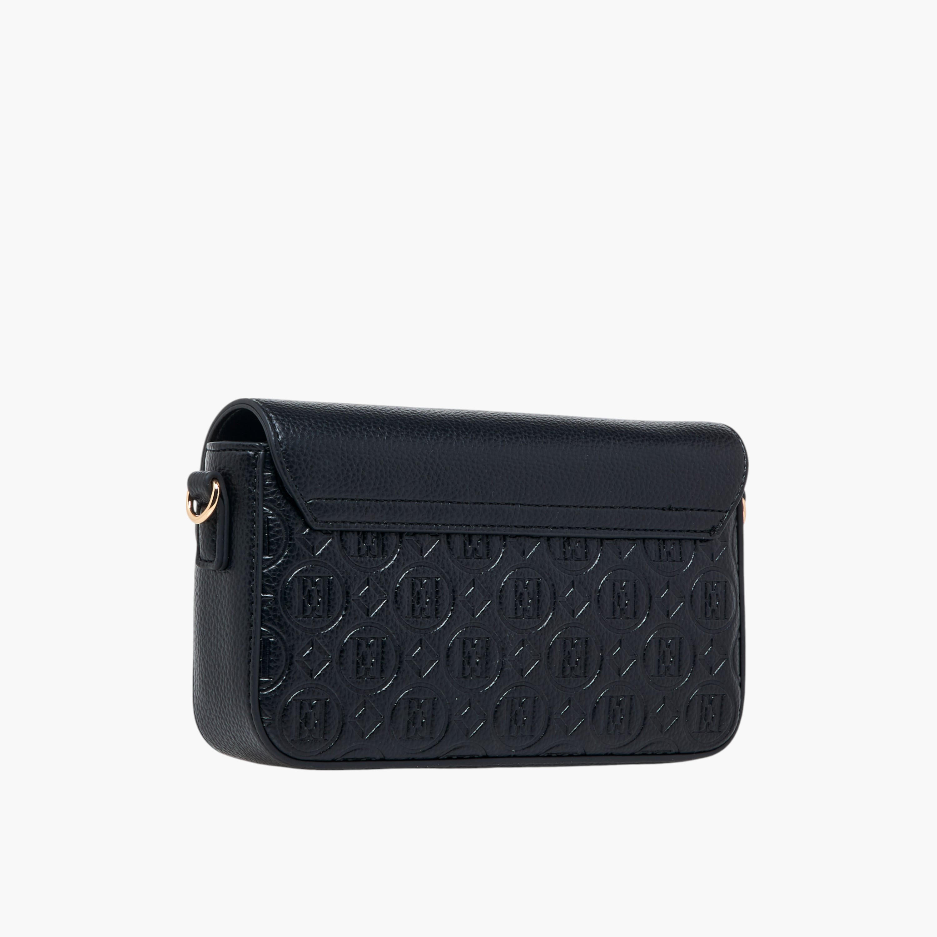 Elle Monogram Embossed Crossbody Bag with Detachable Chain Strap and Flap Closure-women-bagsandwallets-handbags-image-4