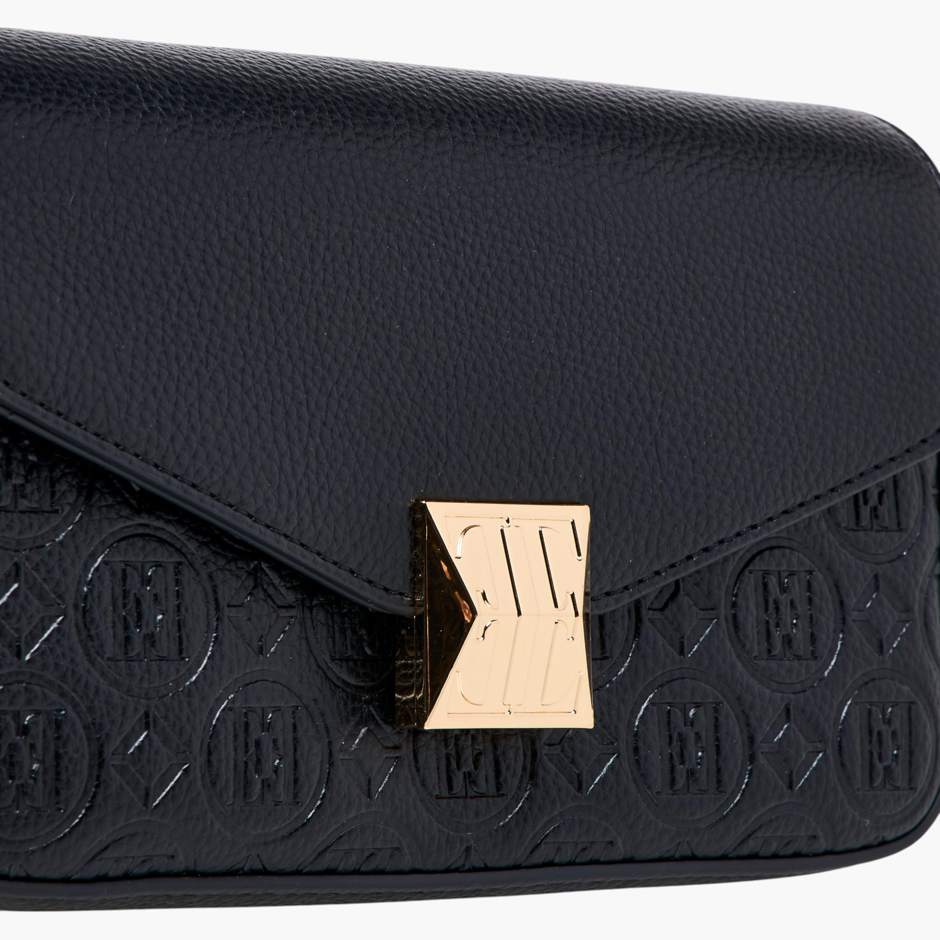 Elle Monogram Embossed Crossbody Bag with Detachable Chain Strap and Flap Closure-women-bagsandwallets-handbags-image-5