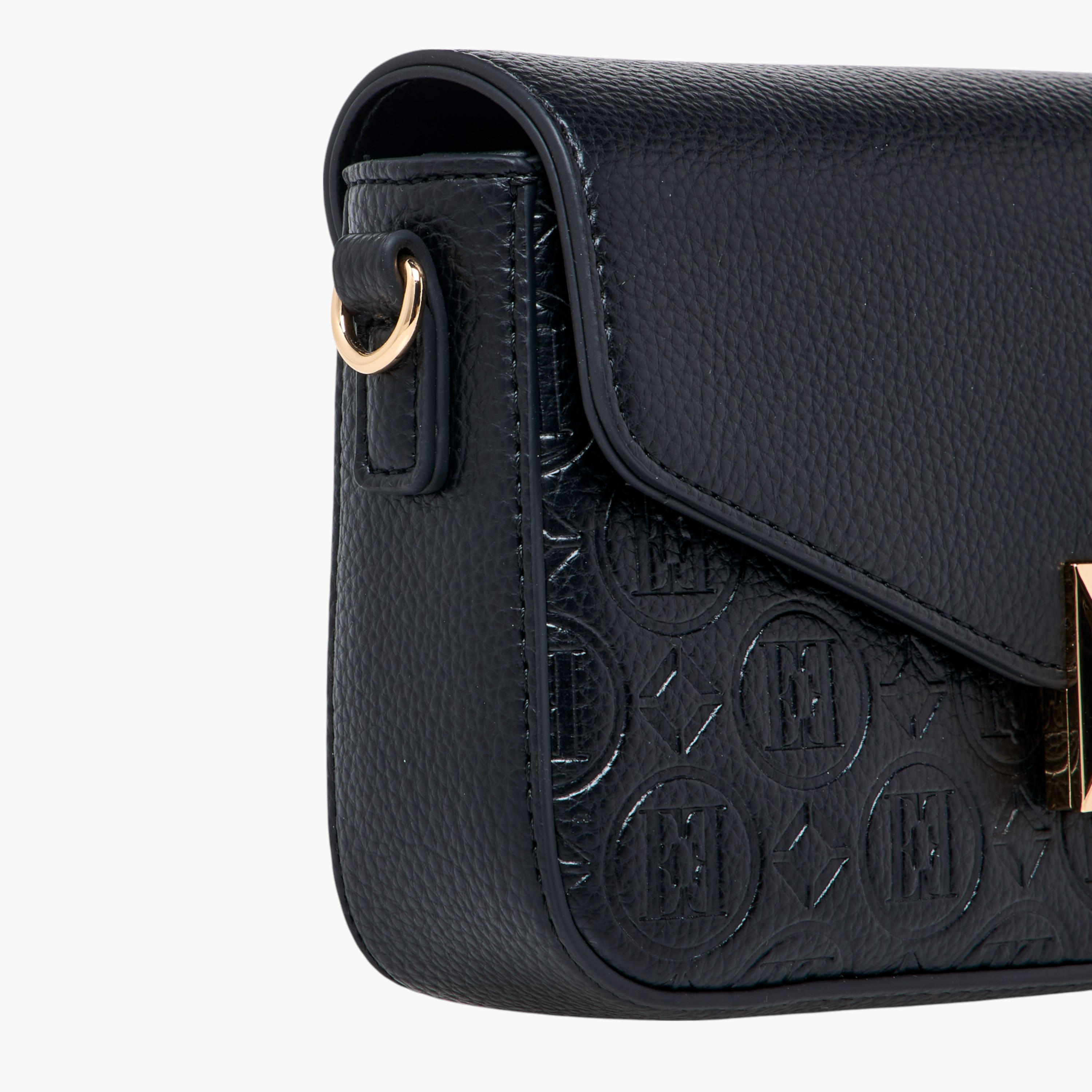 Elle Monogram Embossed Crossbody Bag with Detachable Chain Strap and Flap Closure-women-bagsandwallets-handbags-image-6