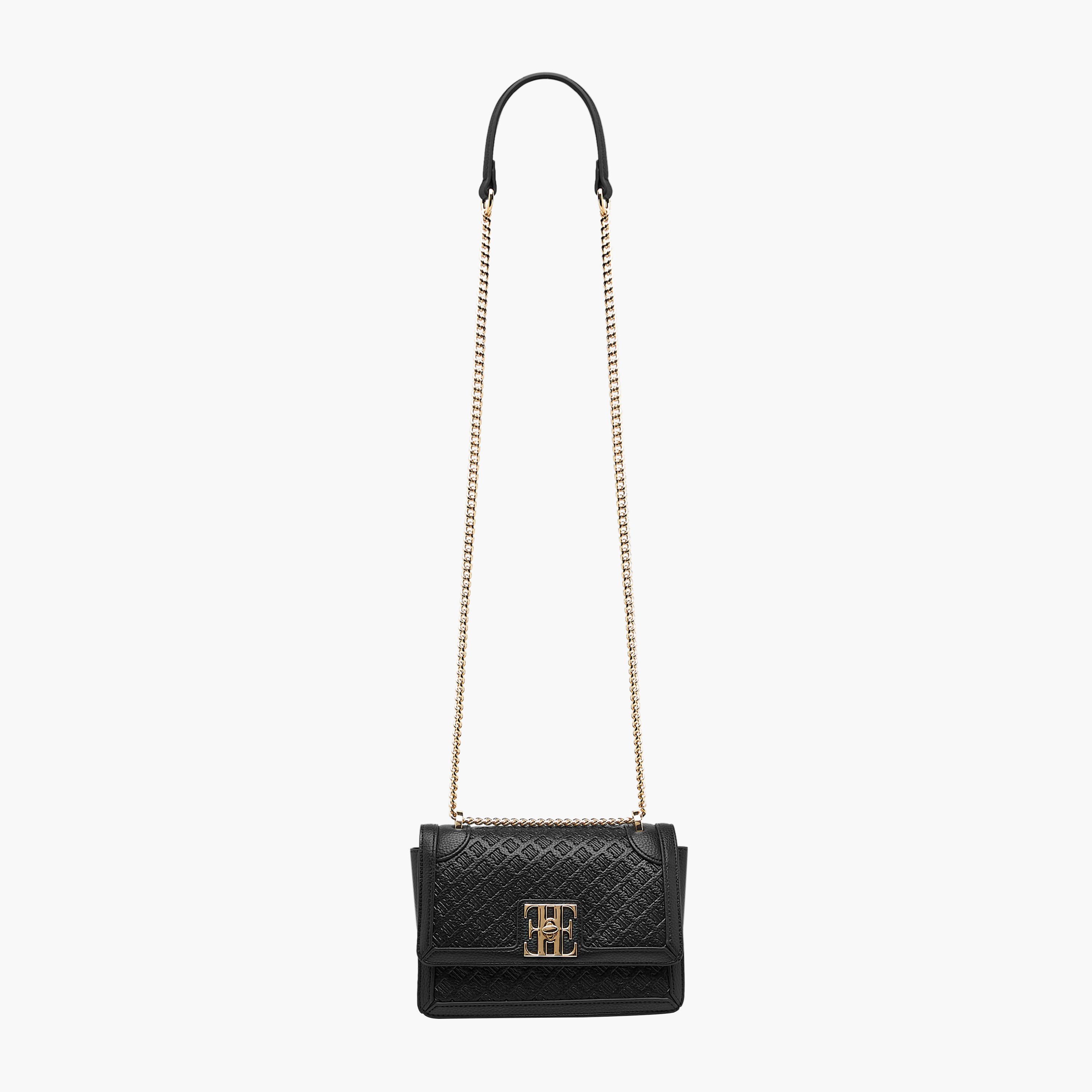 Elle Monogram Embossed Crossbody Bag with Chain Strap and Flap Closure-women-bagsandwallets-handbags-image-3