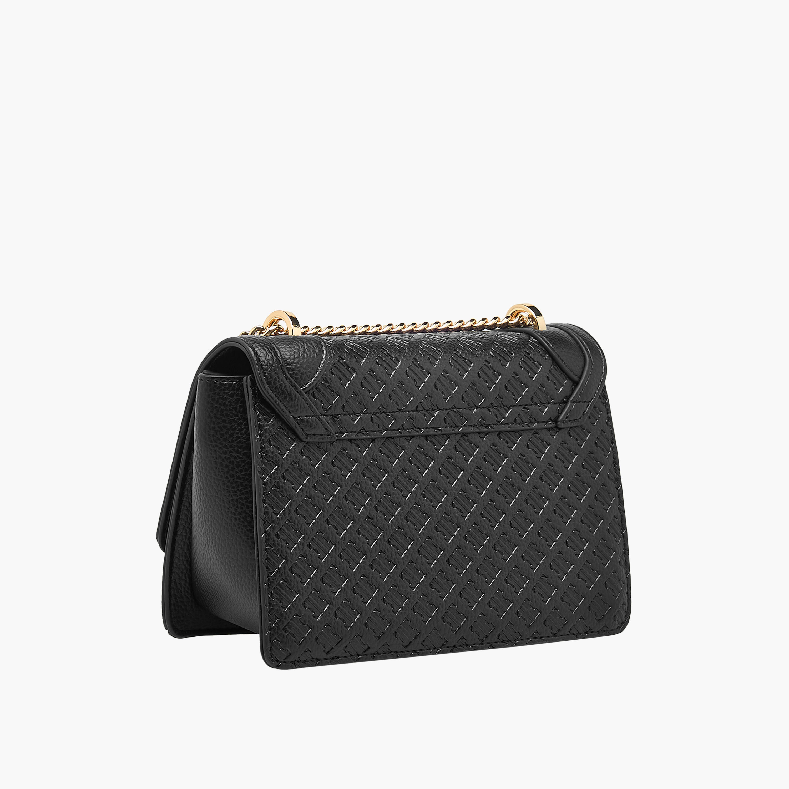 Elle Monogram Embossed Crossbody Bag with Chain Strap and Flap Closure-women-bagsandwallets-handbags-image-4