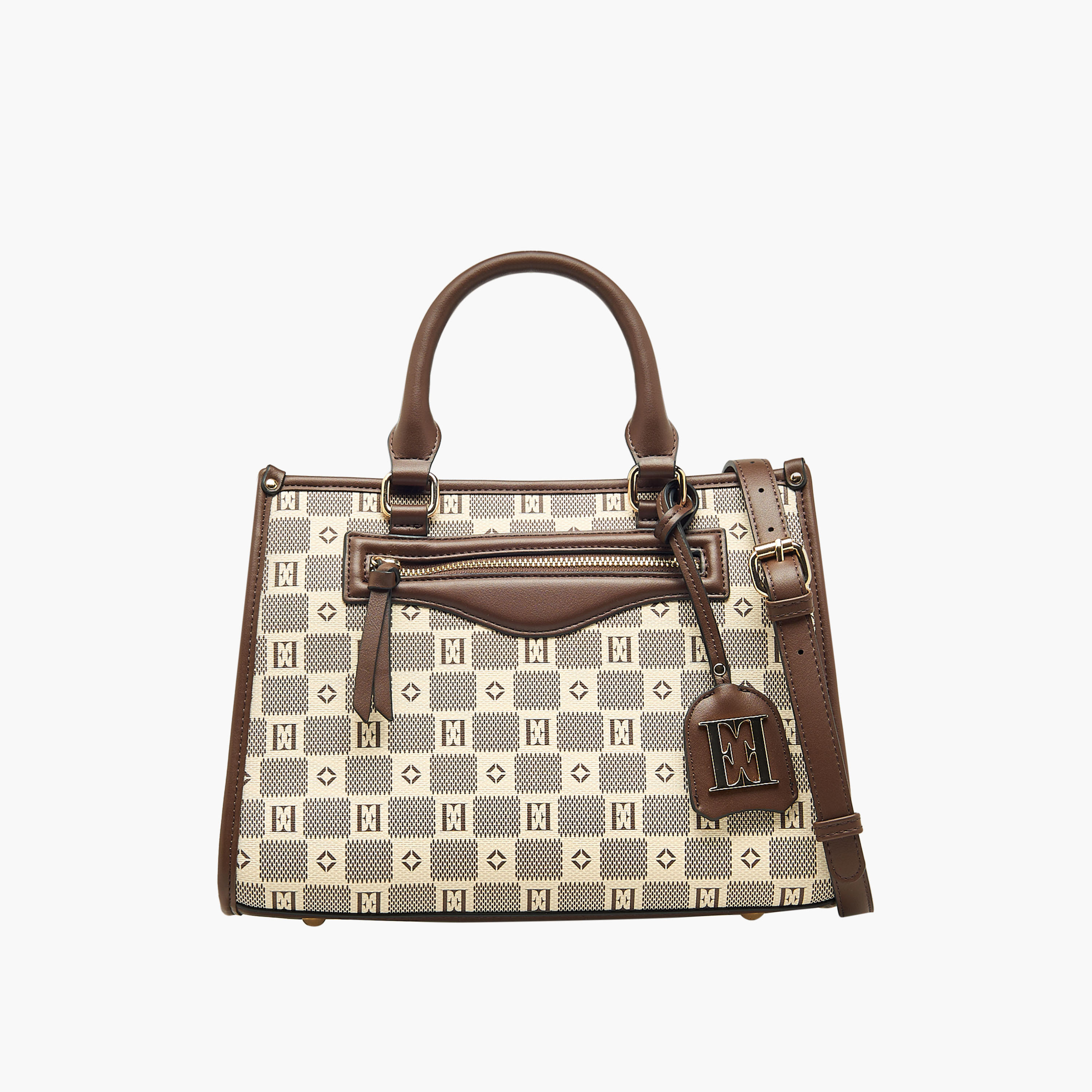شنطة توتي بسحاب إغلاق ومقابض مزدوجة وطبعات مونوجرام من إيل-women-bagsandwallets-handbags-image-1
