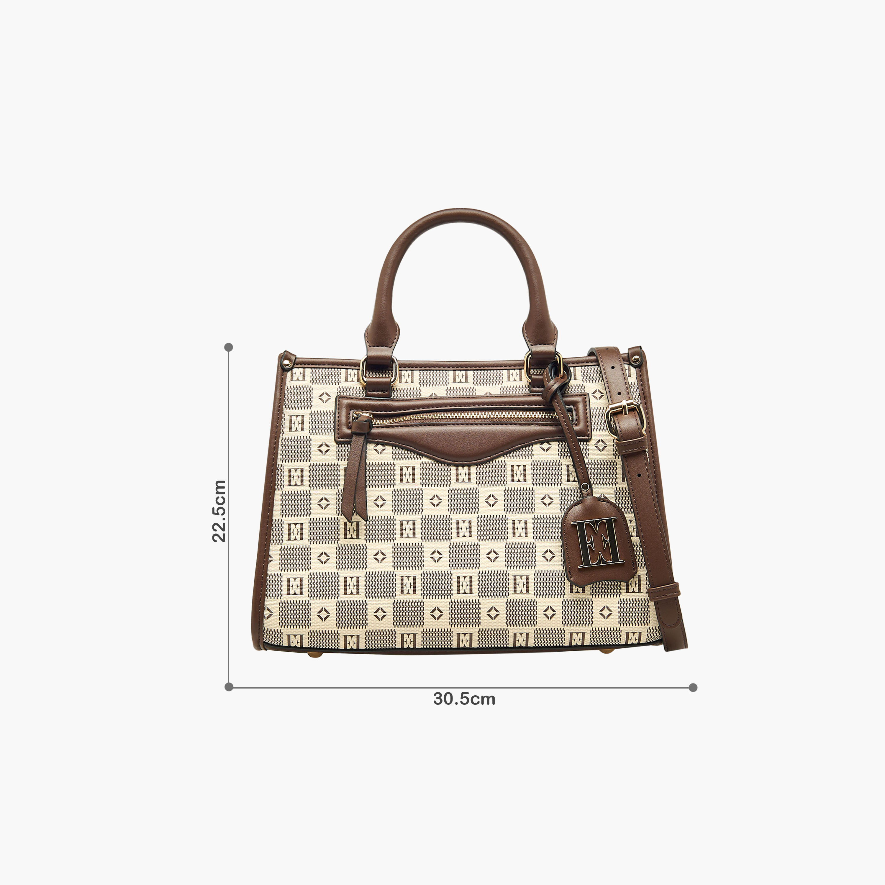 شنطة توتي بسحاب إغلاق ومقابض مزدوجة وطبعات مونوجرام من إيل-women-bagsandwallets-handbags-image-2