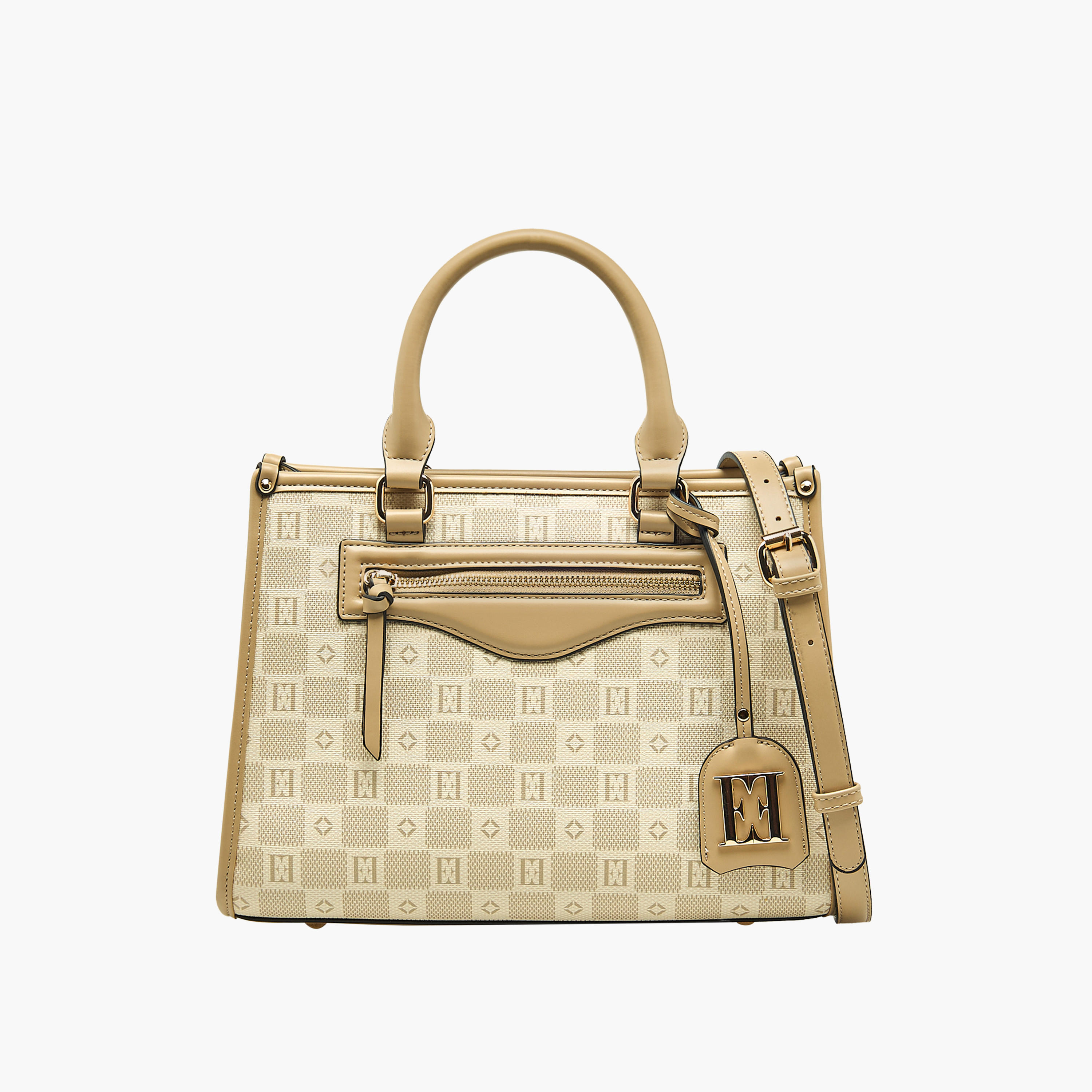 شنطة توتي بسحاب إغلاق ومقابض مزدوجة وطبعات مونوجرام من إيل-women-bagsandwallets-handbags-image-1
