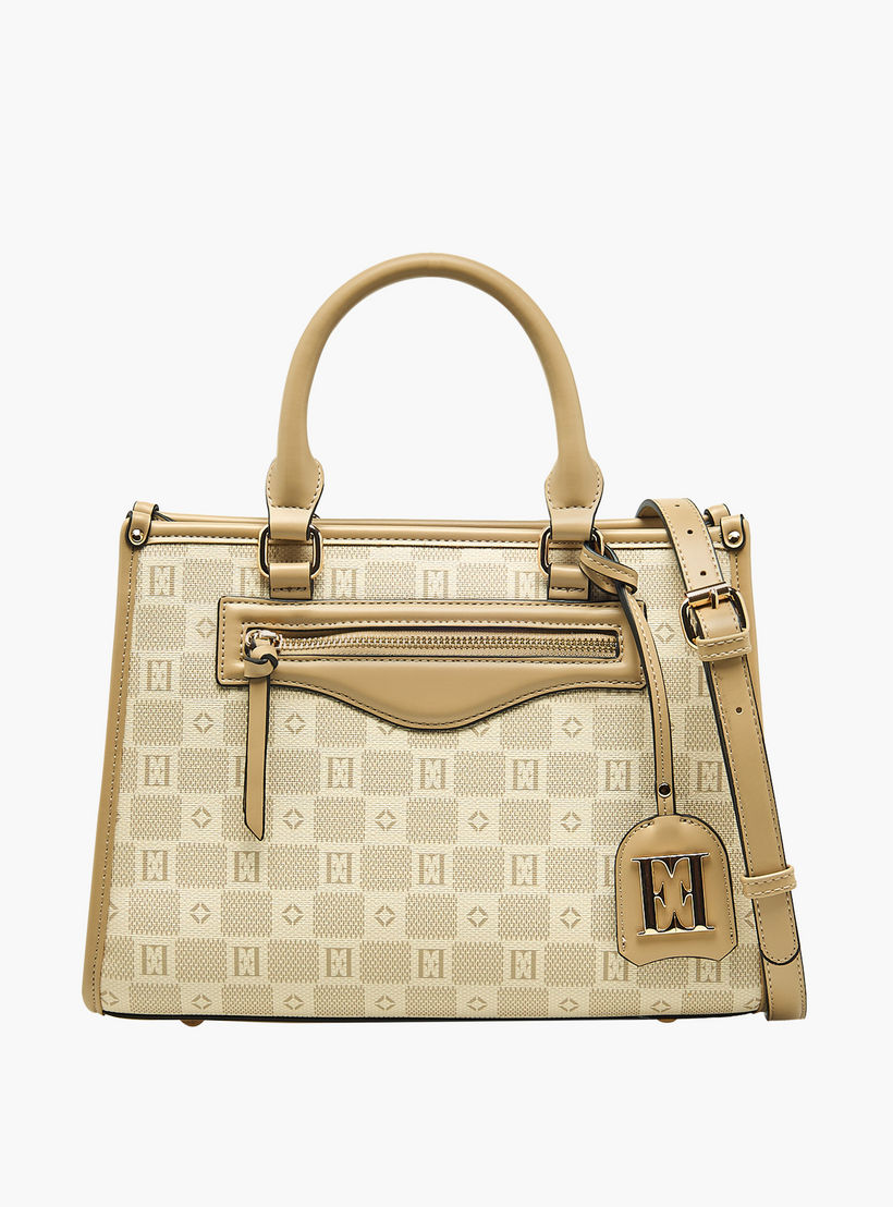 شنطة توتي بسحاب إغلاق ومقابض مزدوجة وطبعات مونوجرام من إيل-women-bagsandwallets-handbags-image-1
