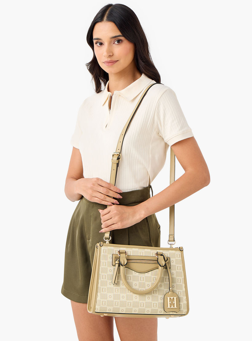 شنطة توتي بسحاب إغلاق ومقابض مزدوجة وطبعات مونوجرام من إيل-women-bagsandwallets-handbags-image-9