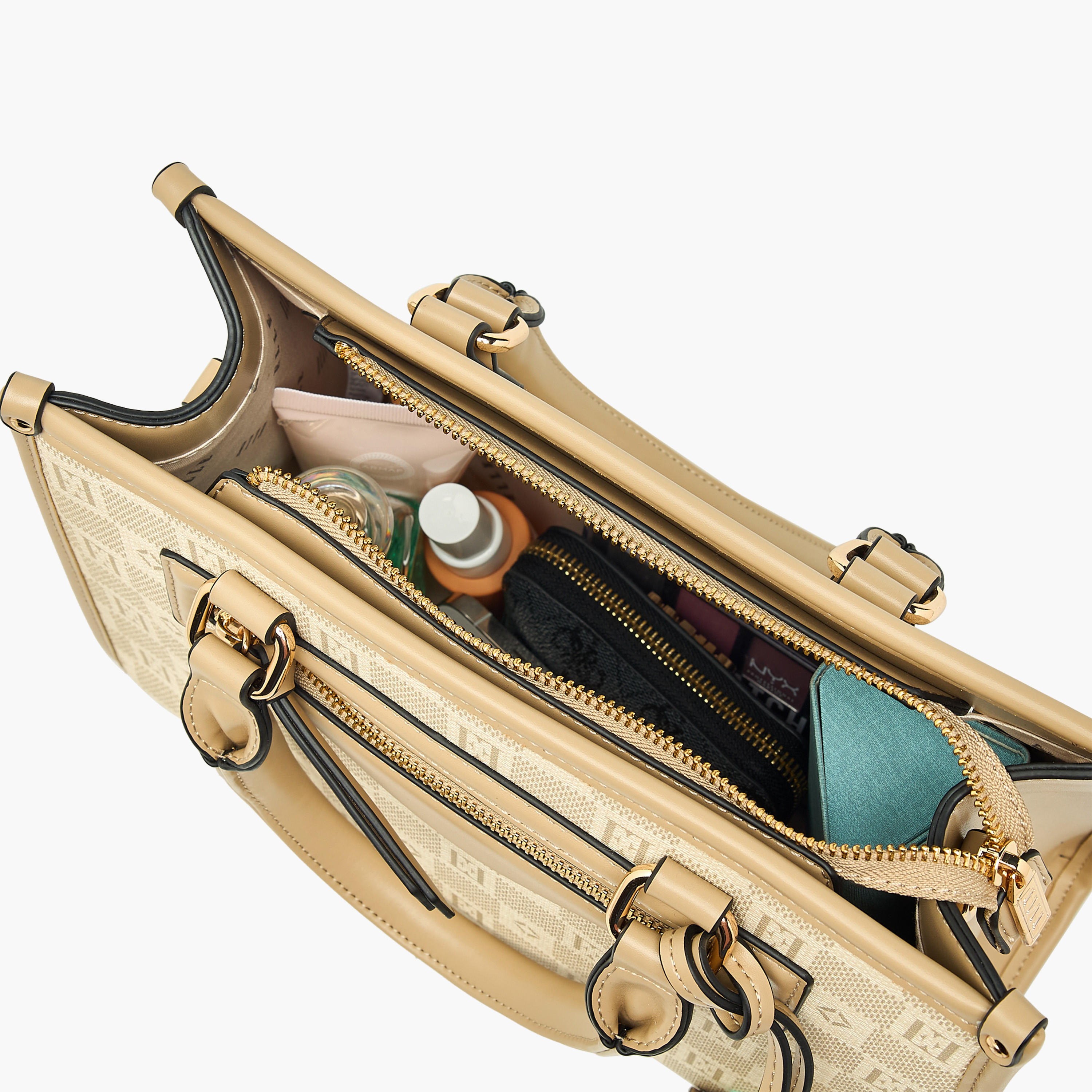 شنطة توتي بسحاب إغلاق ومقابض مزدوجة وطبعات مونوجرام من إيل-women-bagsandwallets-handbags-image-10