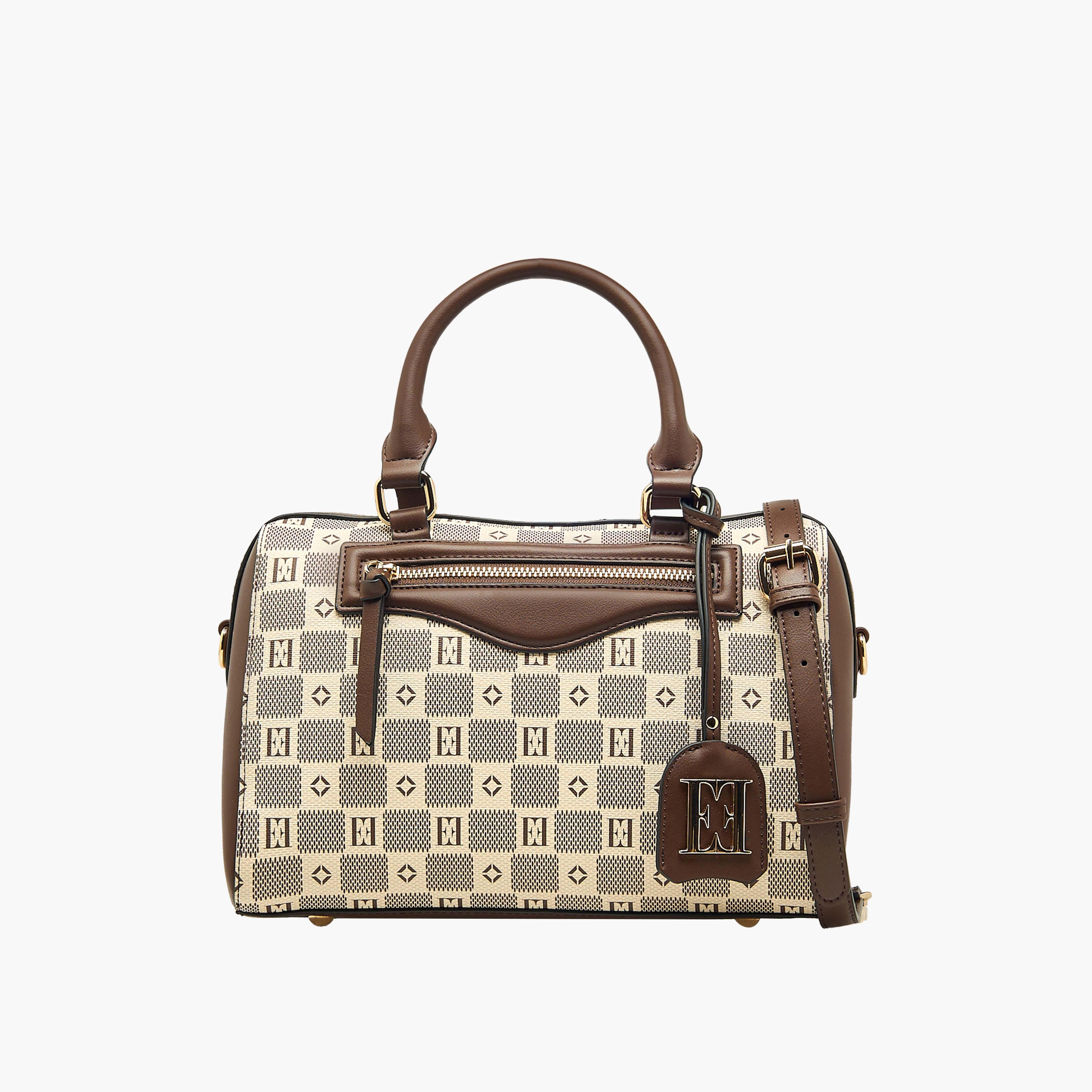 شنطة توتي بسحاب إغلاق ومقابض مزدوجة وطبعات مونوجرام من إيل-women-bagsandwallets-handbags-image-1