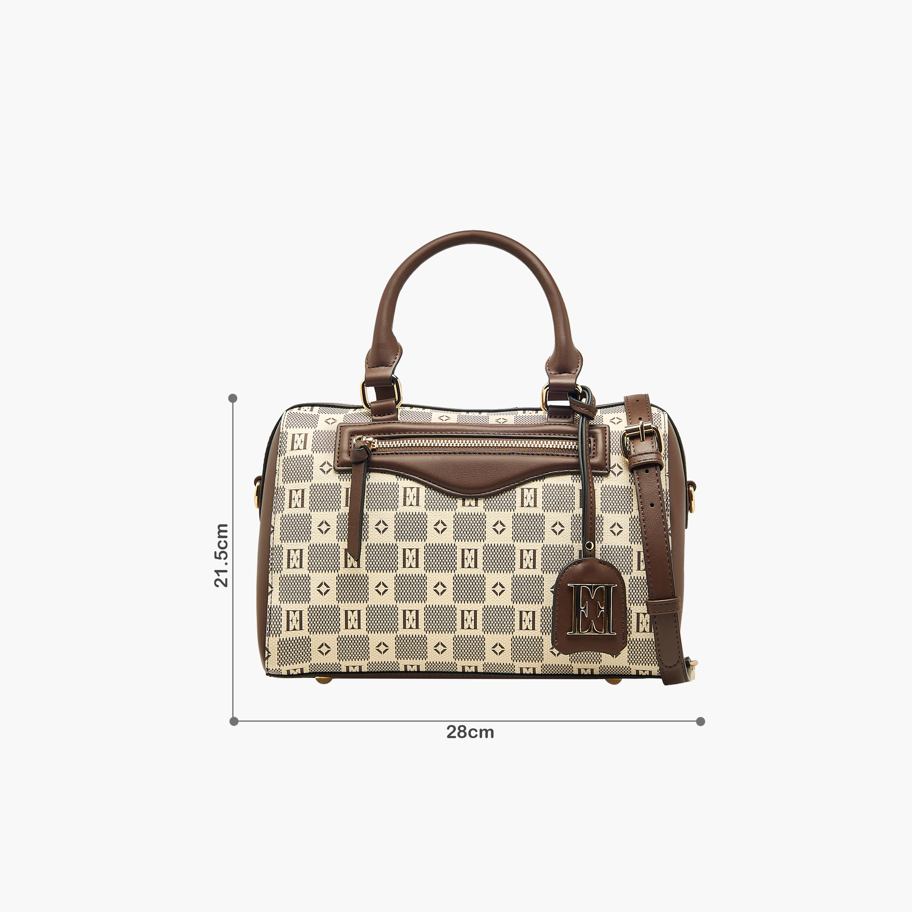 Elle Monogram Prin Tote Bag with Double Handle and Zip Closure-women-bagsandwallets-handbags-image-2