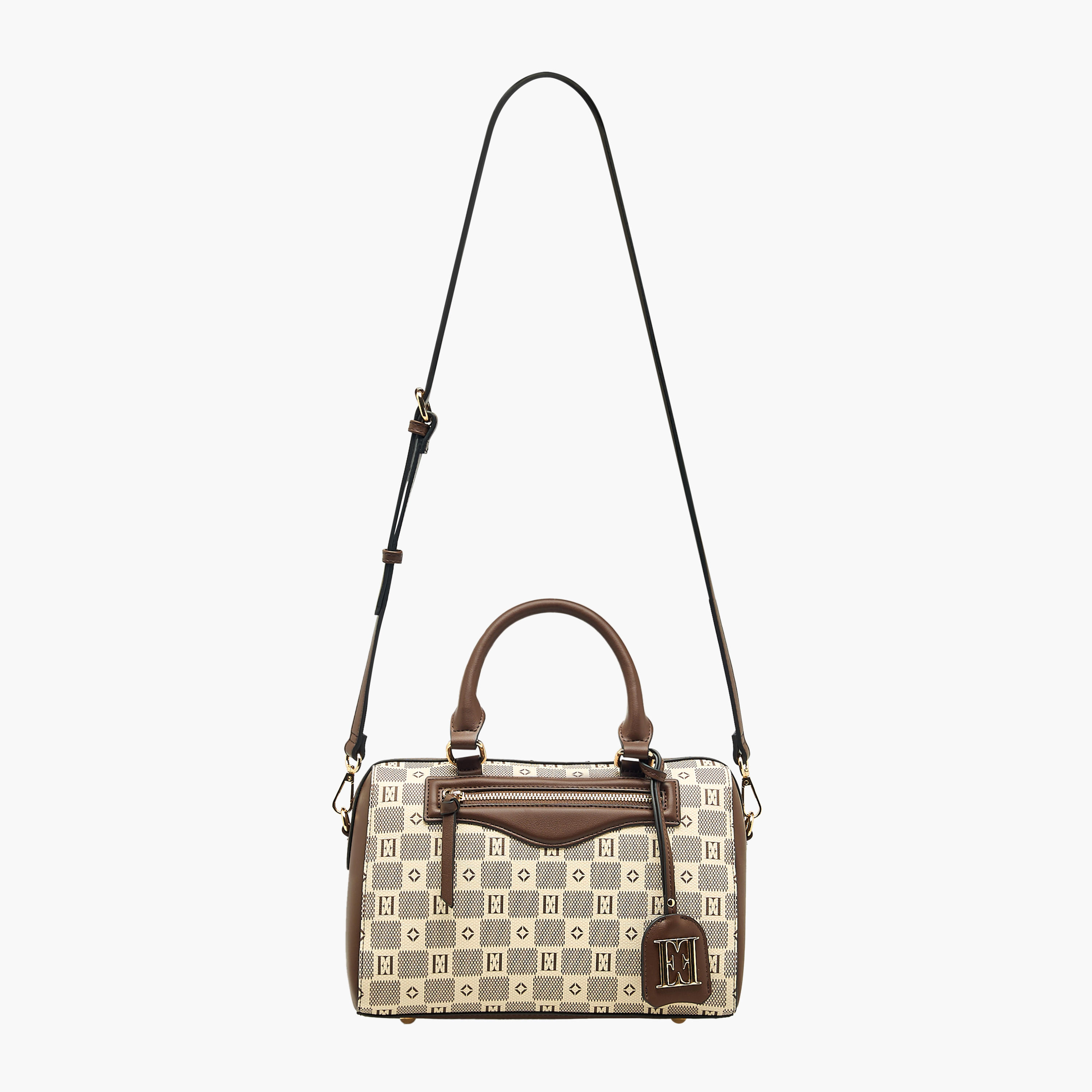 شنطة توتي بسحاب إغلاق ومقابض مزدوجة وطبعات مونوجرام من إيل-women-bagsandwallets-handbags-image-4