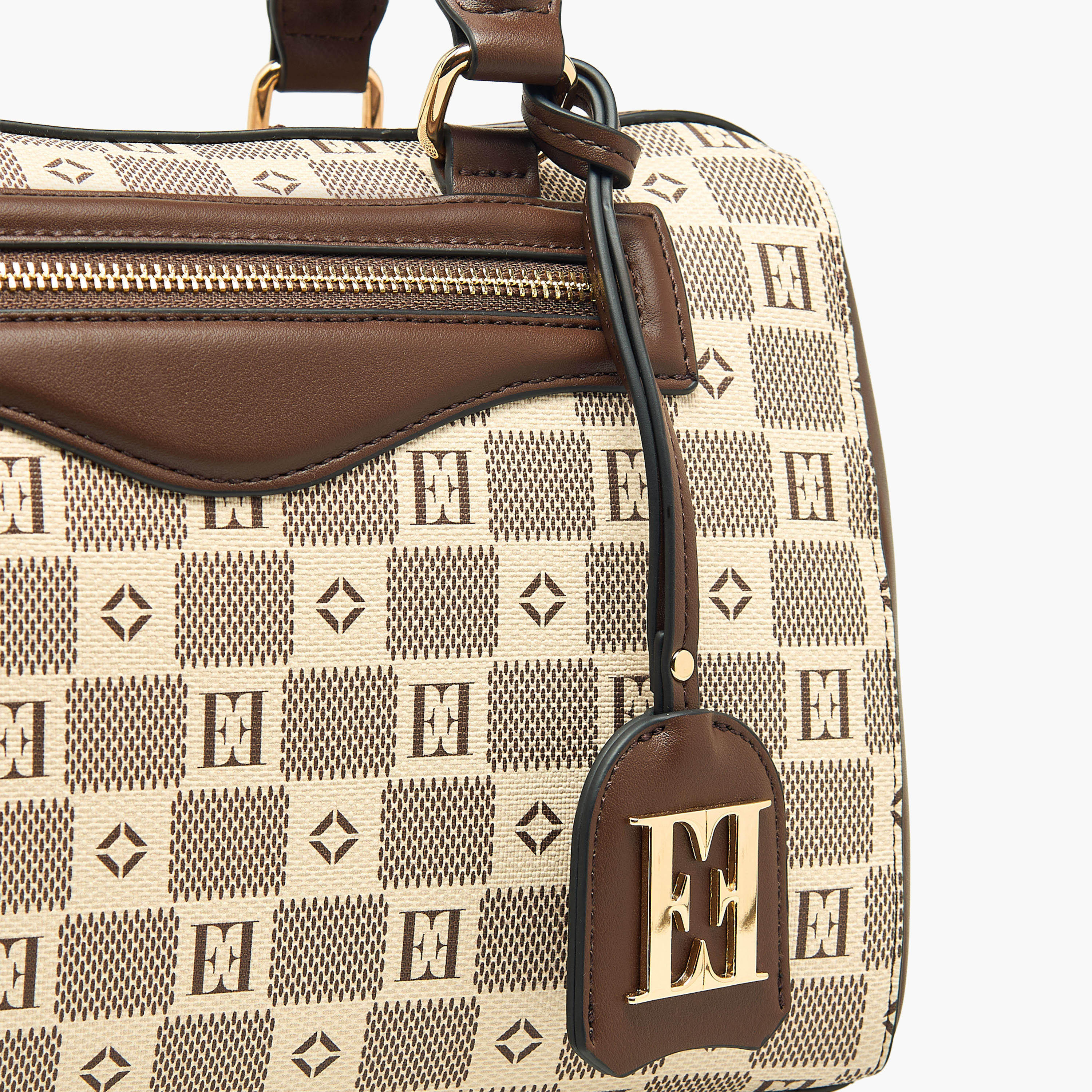 Elle Monogram Prin Tote Bag with Double Handle and Zip Closure-women-bagsandwallets-handbags-image-6