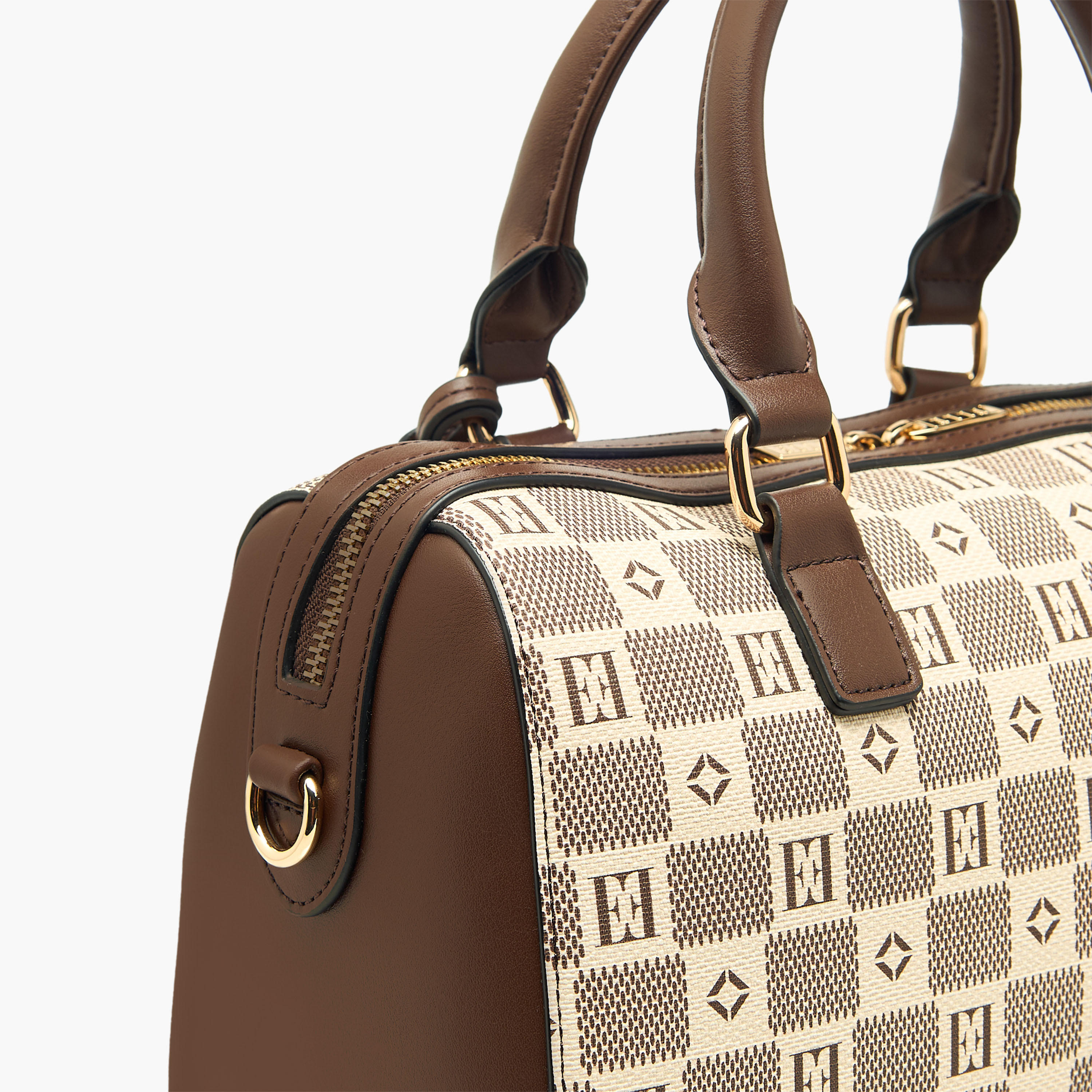 Elle Monogram Prin Tote Bag with Double Handle and Zip Closure-women-bagsandwallets-handbags-image-7