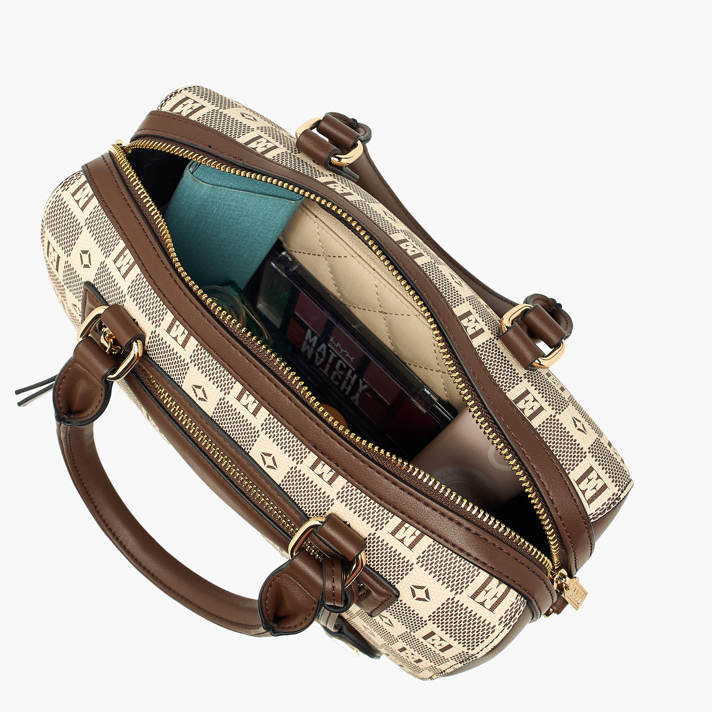 Elle Monogram Prin Tote Bag with Double Handle and Zip Closure-women-bagsandwallets-handbags-image-10