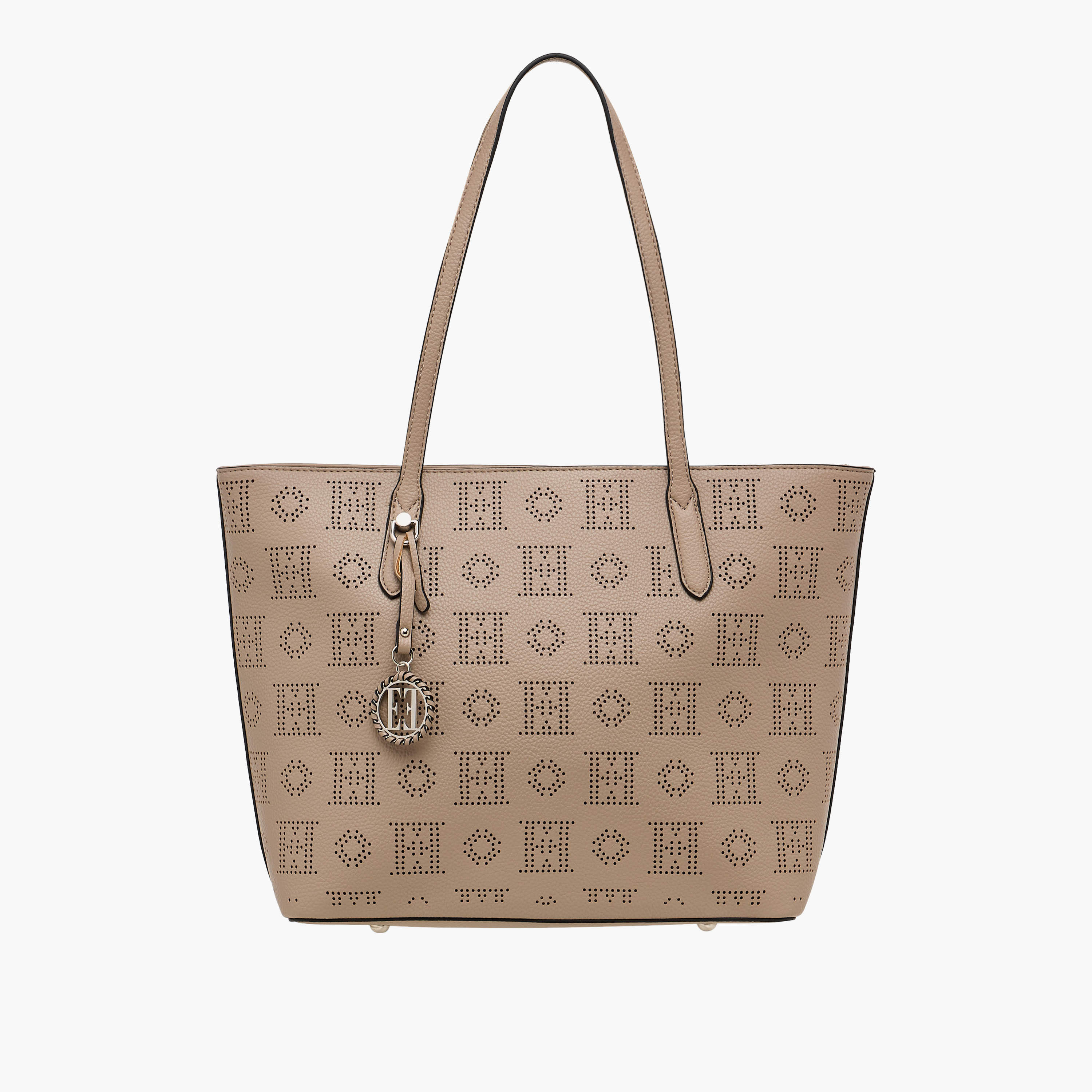 Elle Laser Cut Tote Bag with Double Handle and Zip Closure-women-bagsandwallets-handbags-image-1