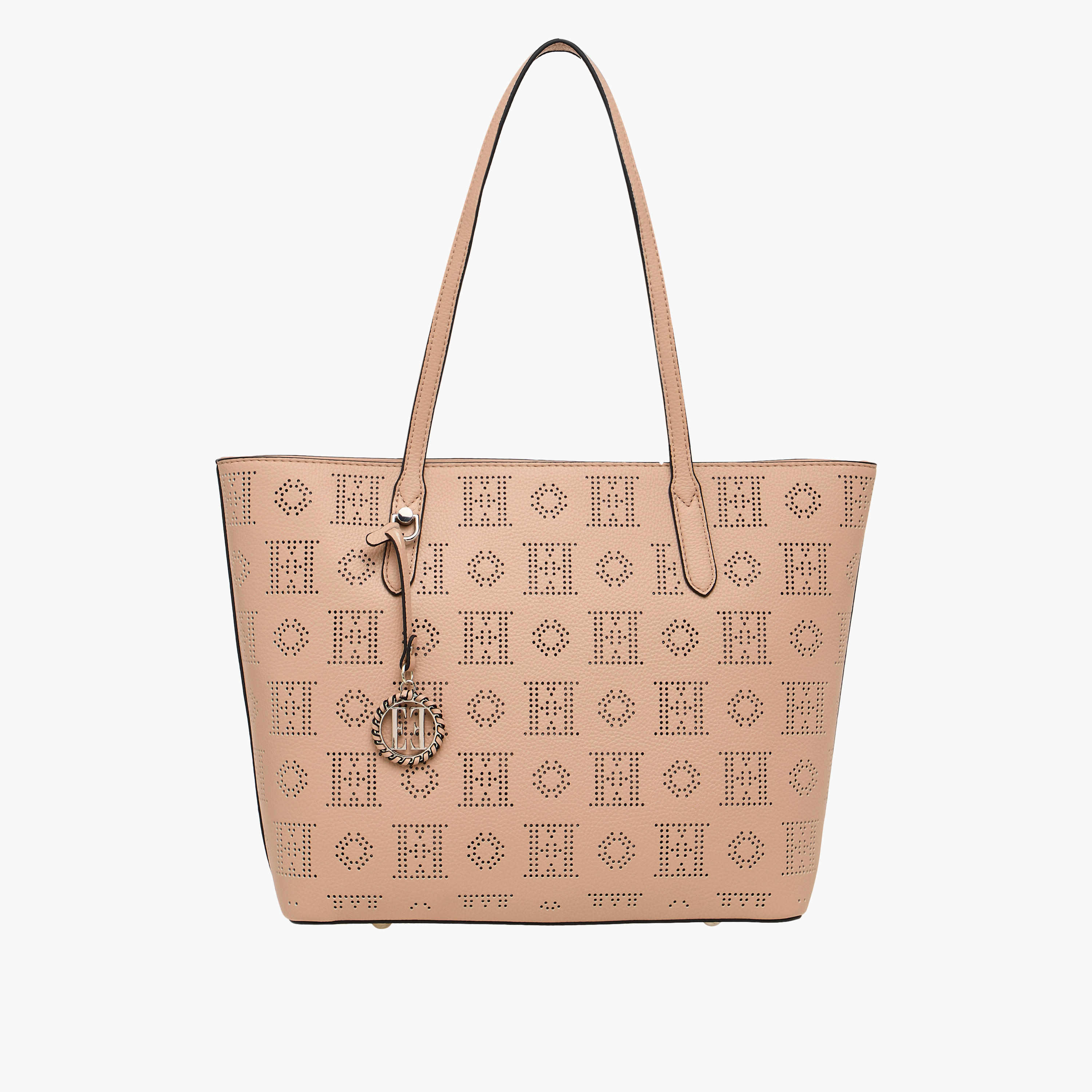 Elle Laser Cut Tote Bag with Double Handle and Zip Closure-women-bagsandwallets-handbags-image-1
