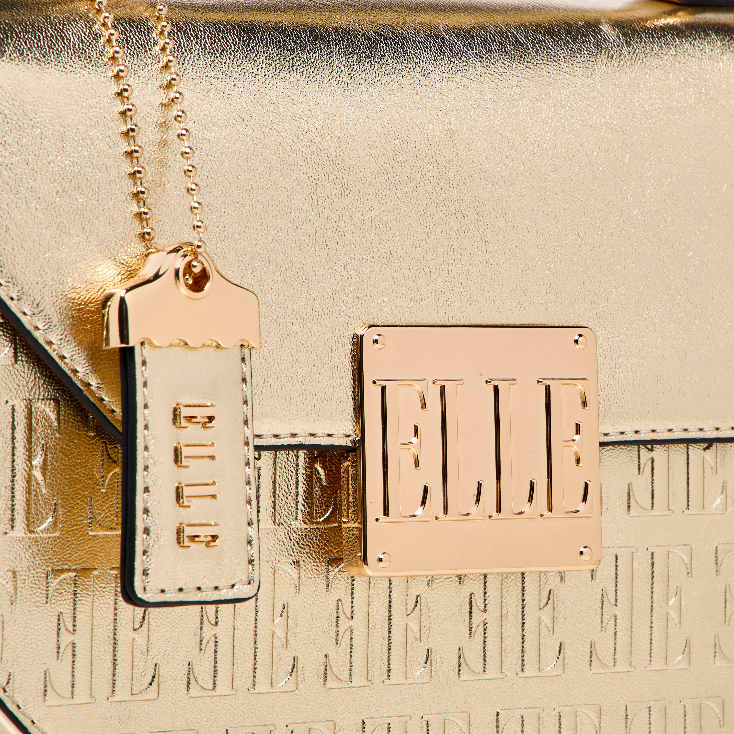 Elle Monogram Embossed Satchel Bag with Grab Handle and Button Closure-women-bagsandwallets-handbags-image-5